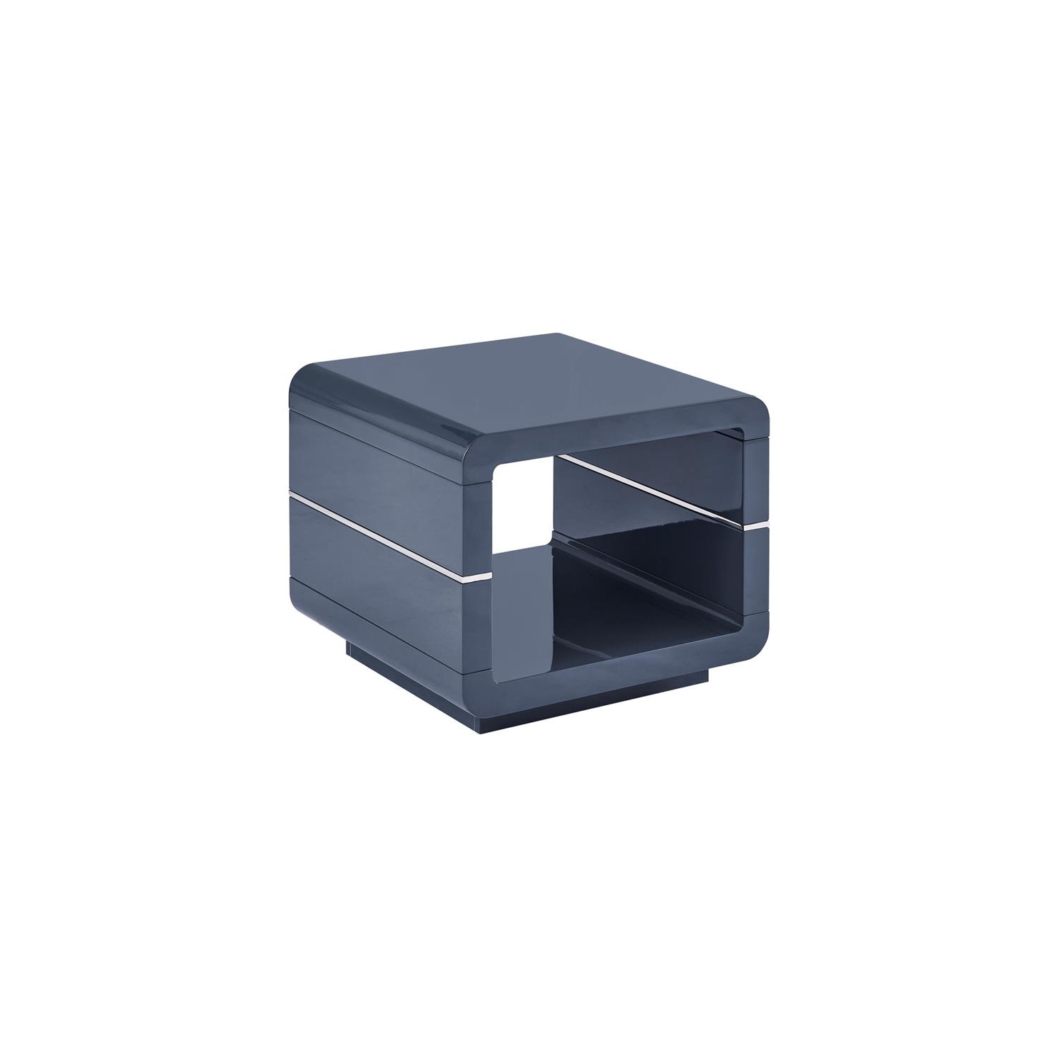 Contemporary Wood End Table with Glossy Gray Lacquer Finish