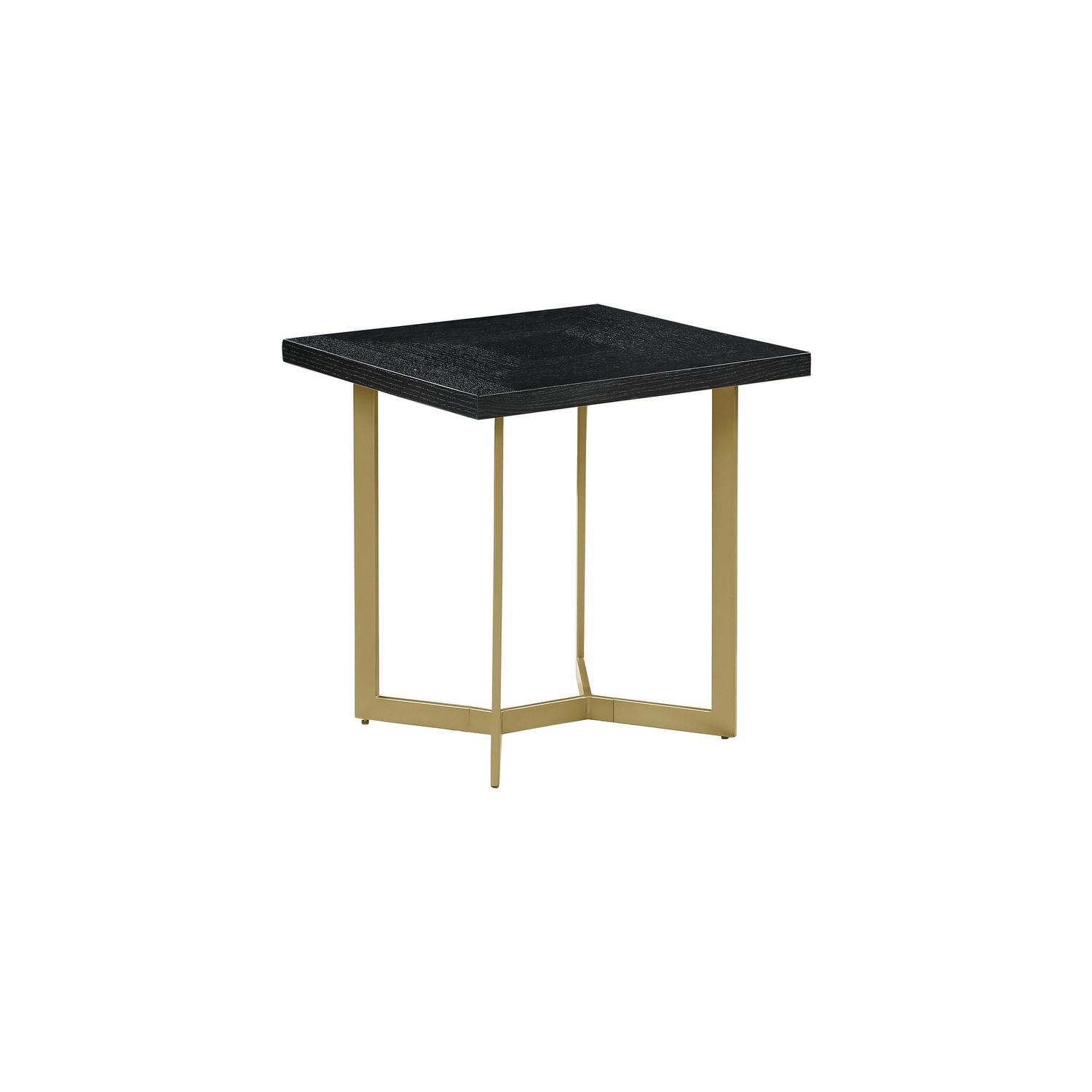 Black Wood Sofa End Table with Gold Painted Legs