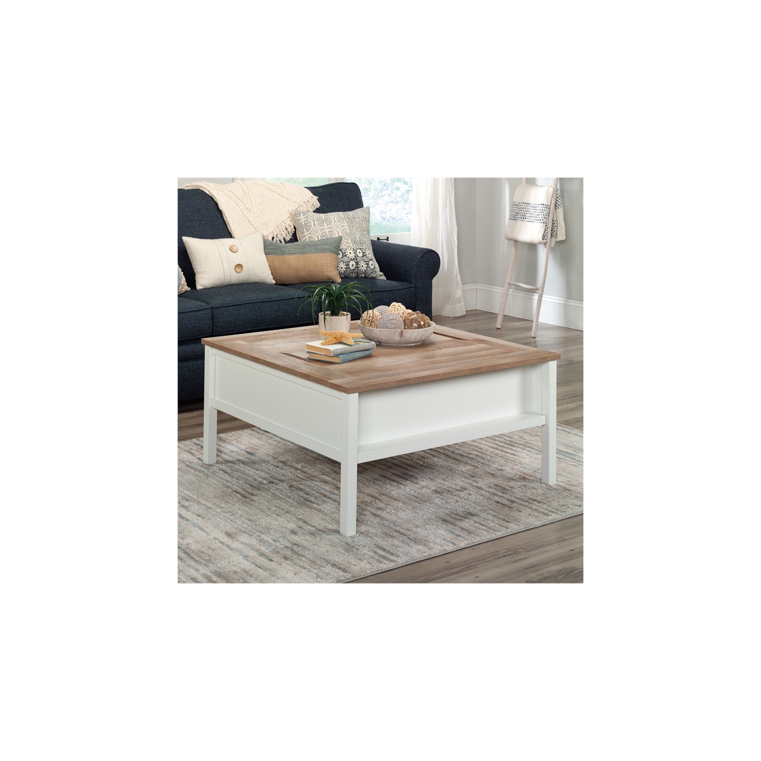 Sauder Cottage Road Engineered Wood Gaming Coffee Table in Soft White
