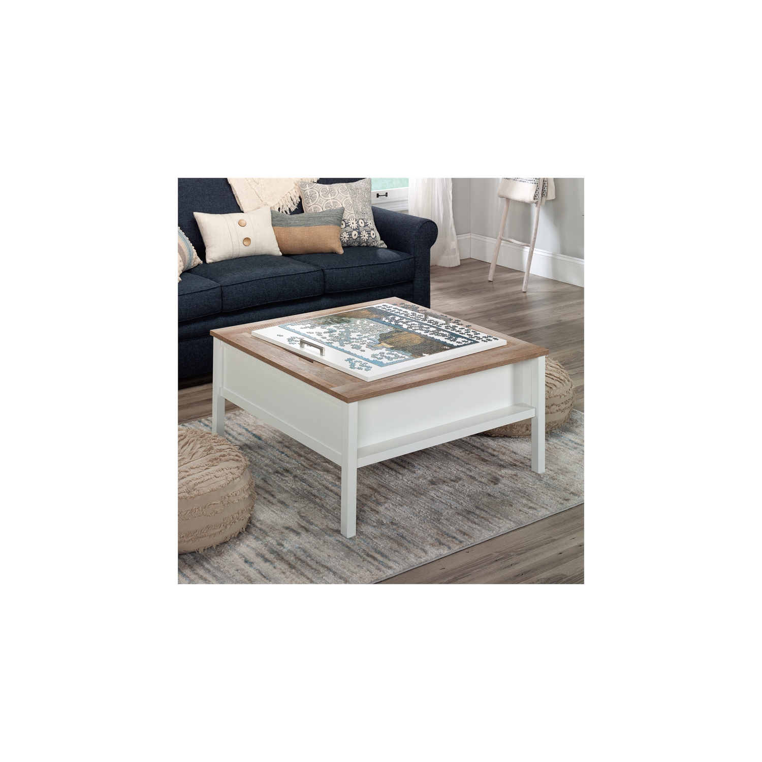 Sauder Cottage Road Engineered Wood Gaming Coffee Table in Soft White