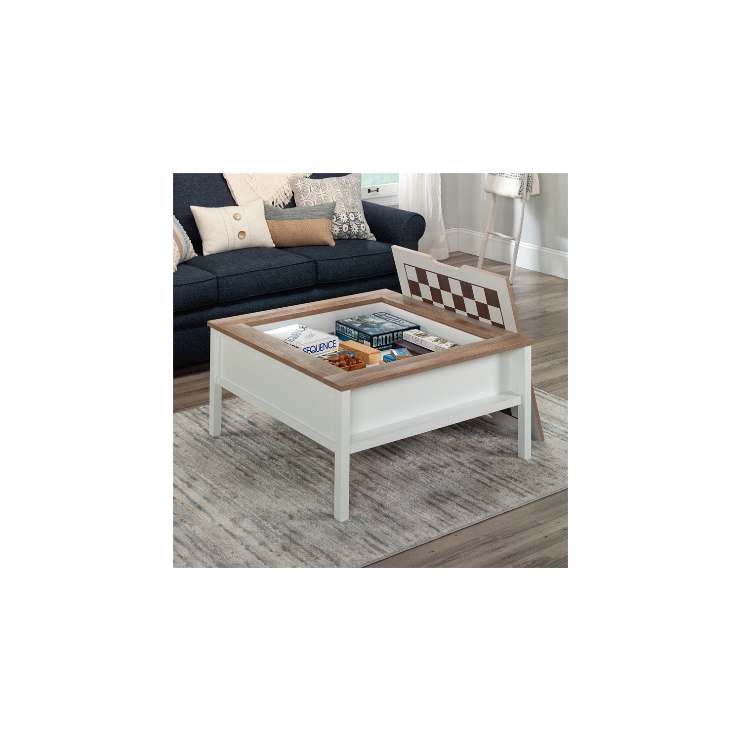 Sauder Cottage Road Engineered Wood Gaming Coffee Table in Soft White