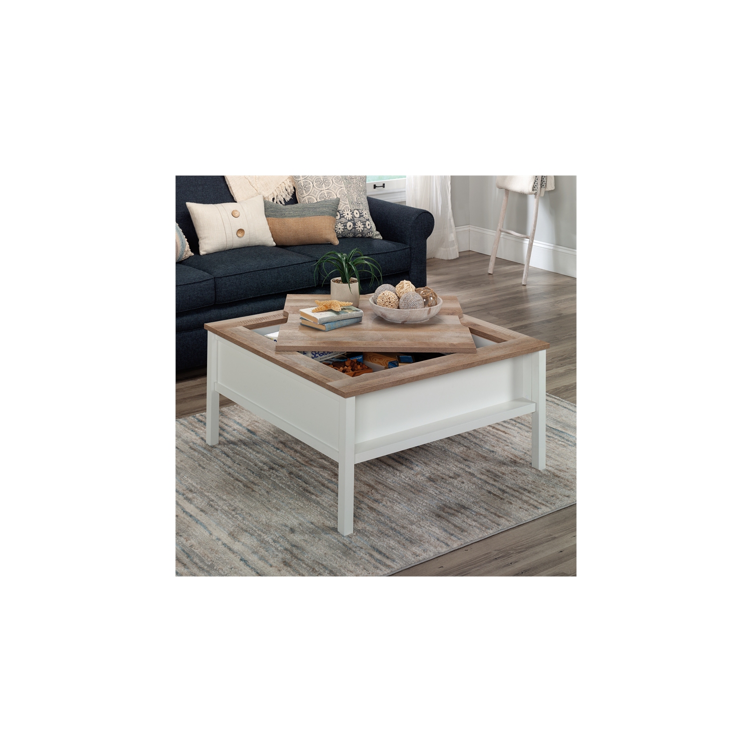 Sauder Cottage Road Engineered Wood Gaming Coffee Table in Soft White