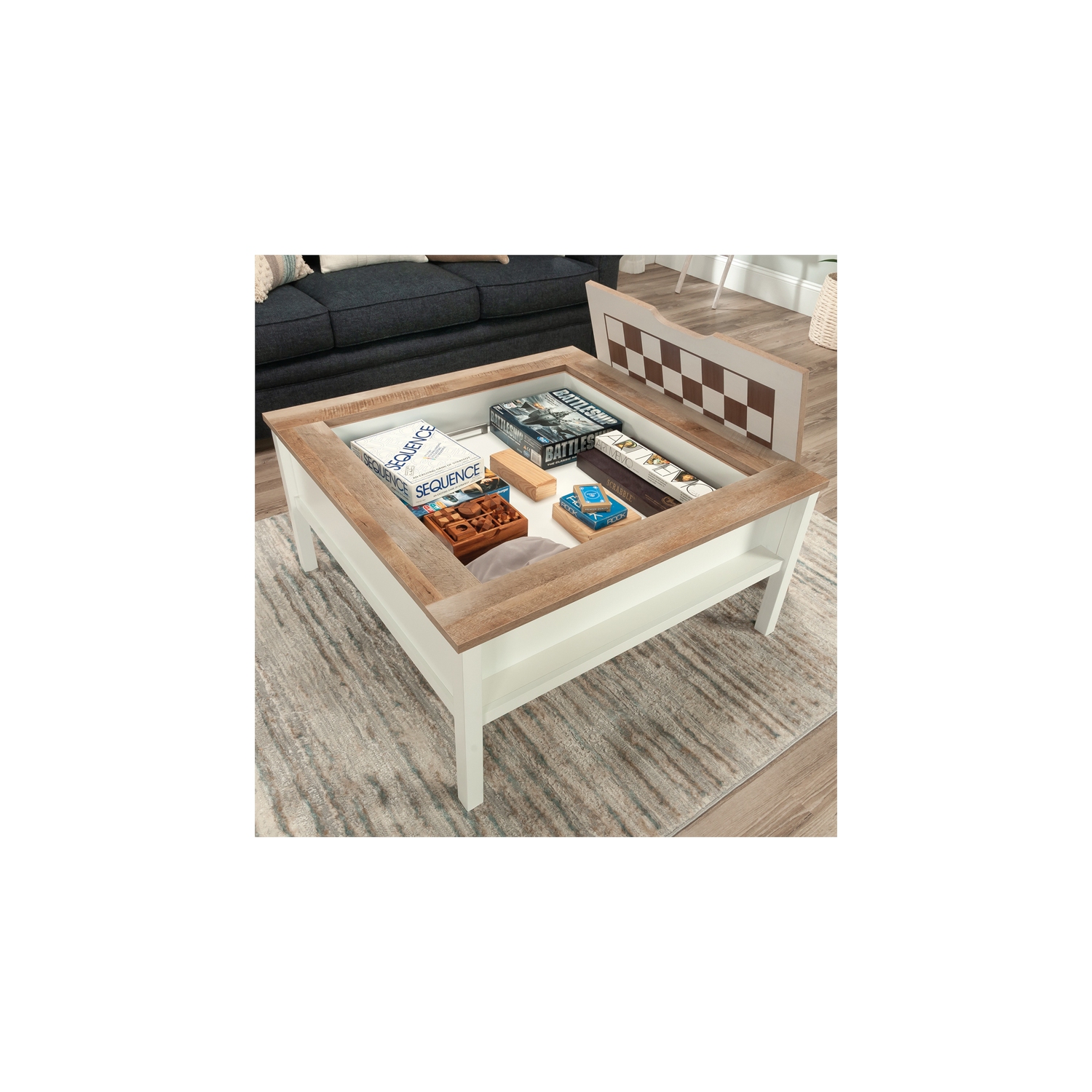 Sauder Cottage Road Engineered Wood Gaming Coffee Table in Soft White
