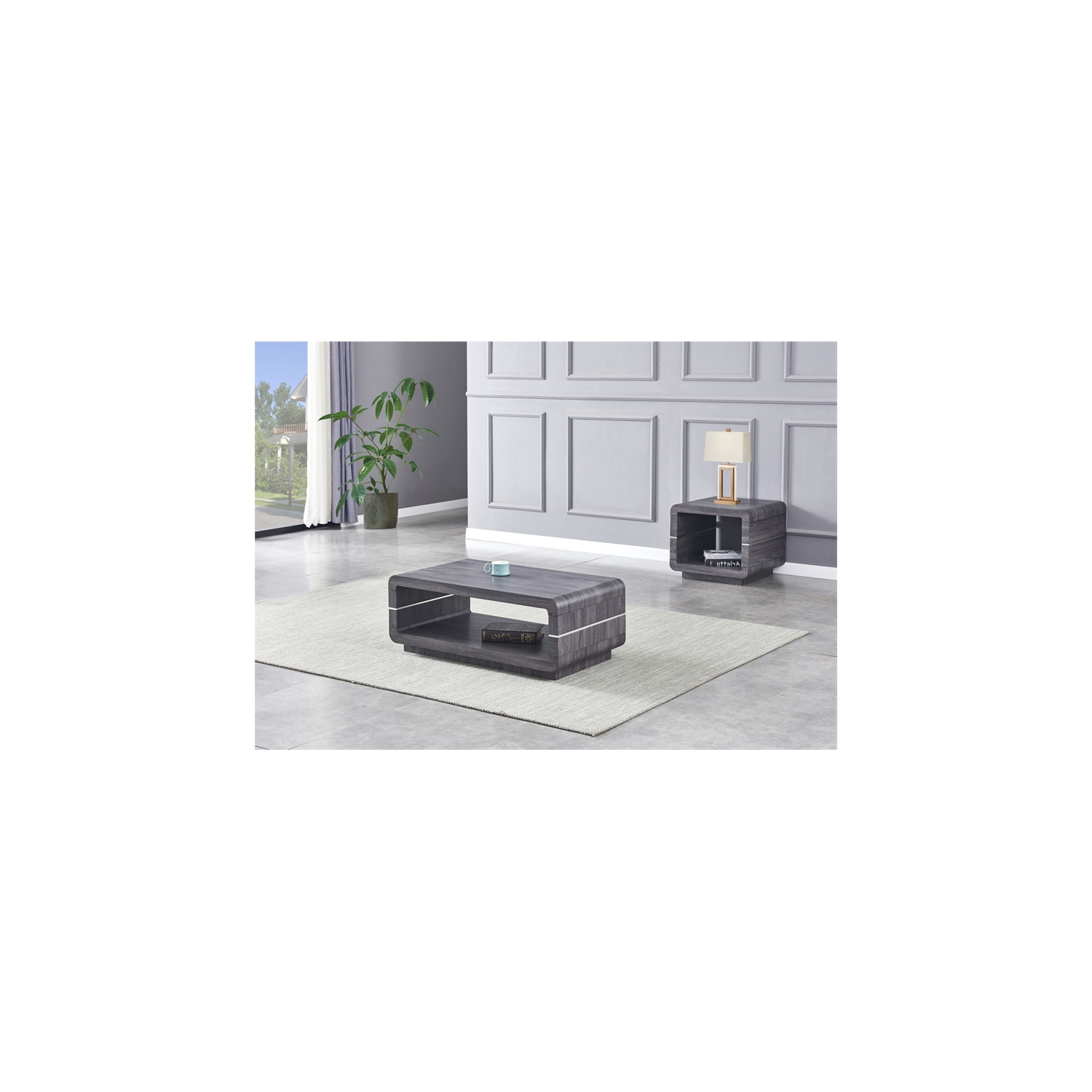 Modern Walnut Wood Coffee Table