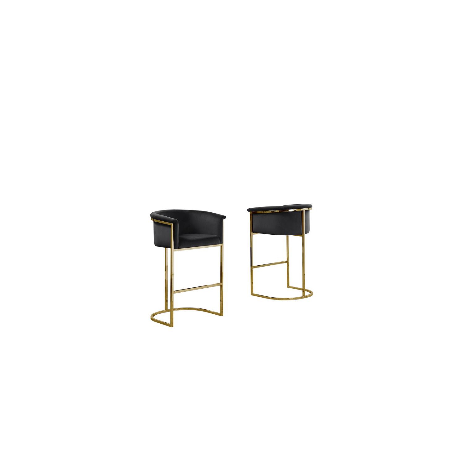 Black Velvet Barstool Chair with Gold Metal Chrome Base