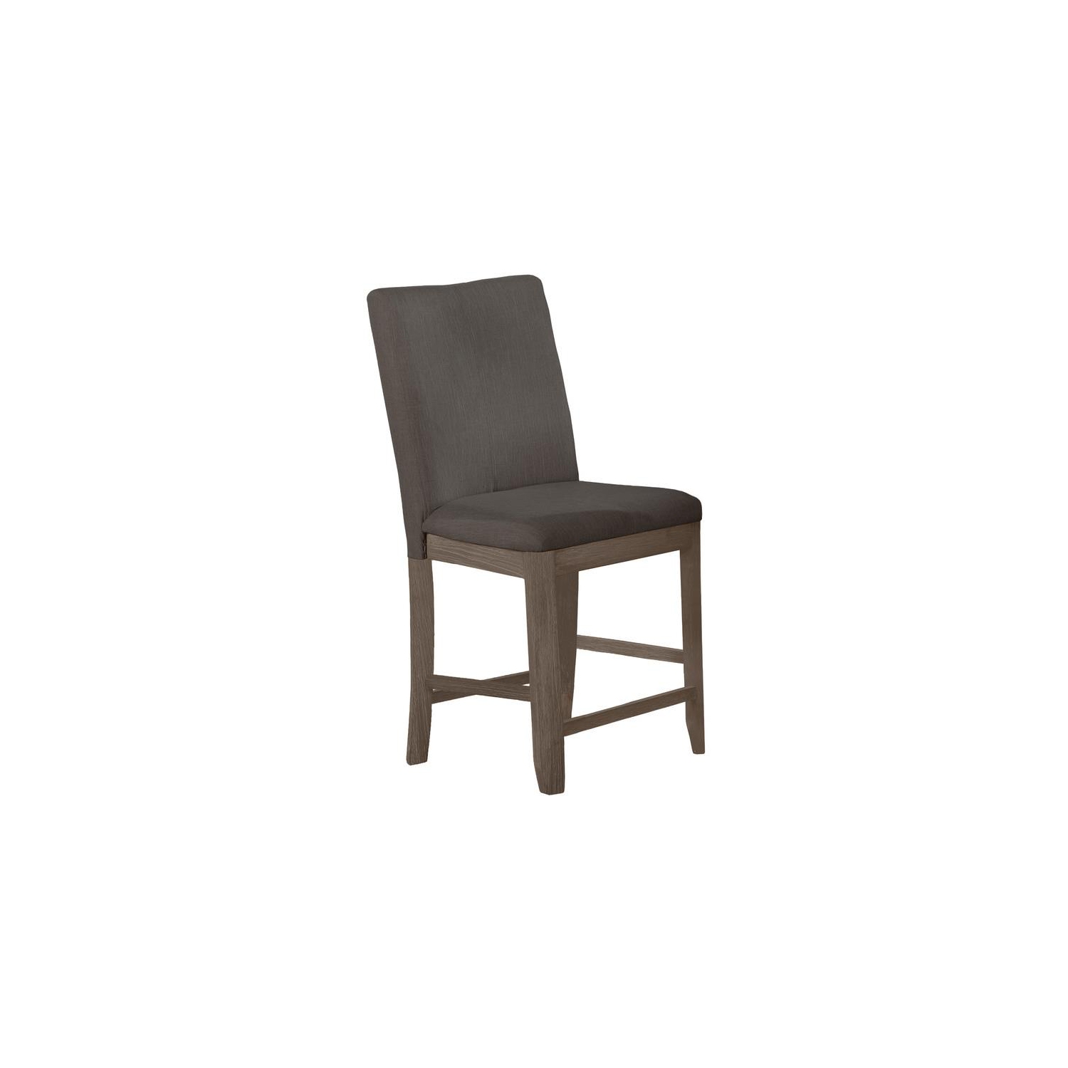 Rustic Gray Wood Counterheight Dining Chairs in Gray Linen Fabric
