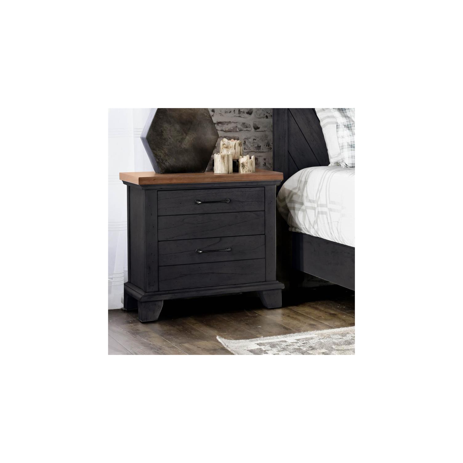 Bear Creek Chocolate and Honey Brown Wood Two-Drawer Nightstand