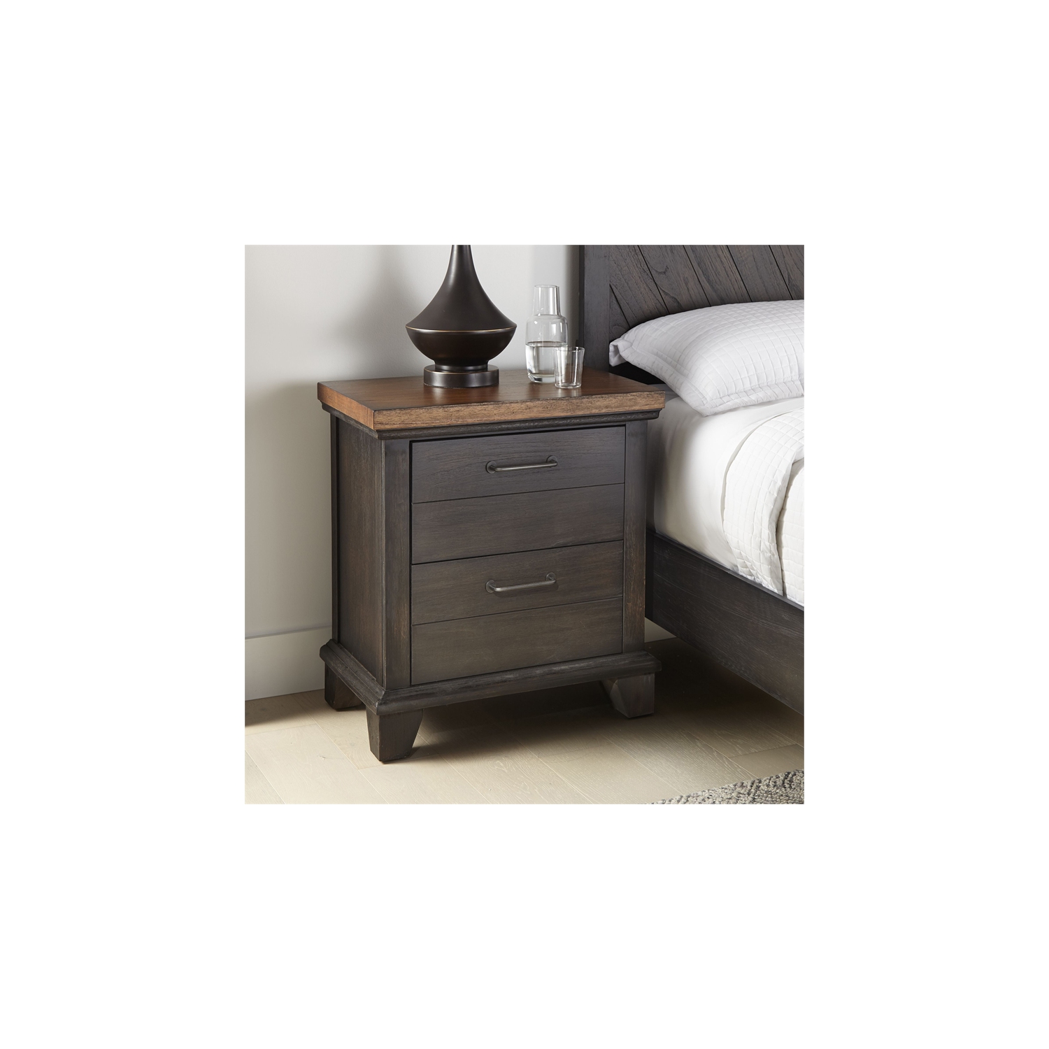 Bear Creek Chocolate and Honey Brown Wood Two-Drawer Nightstand
