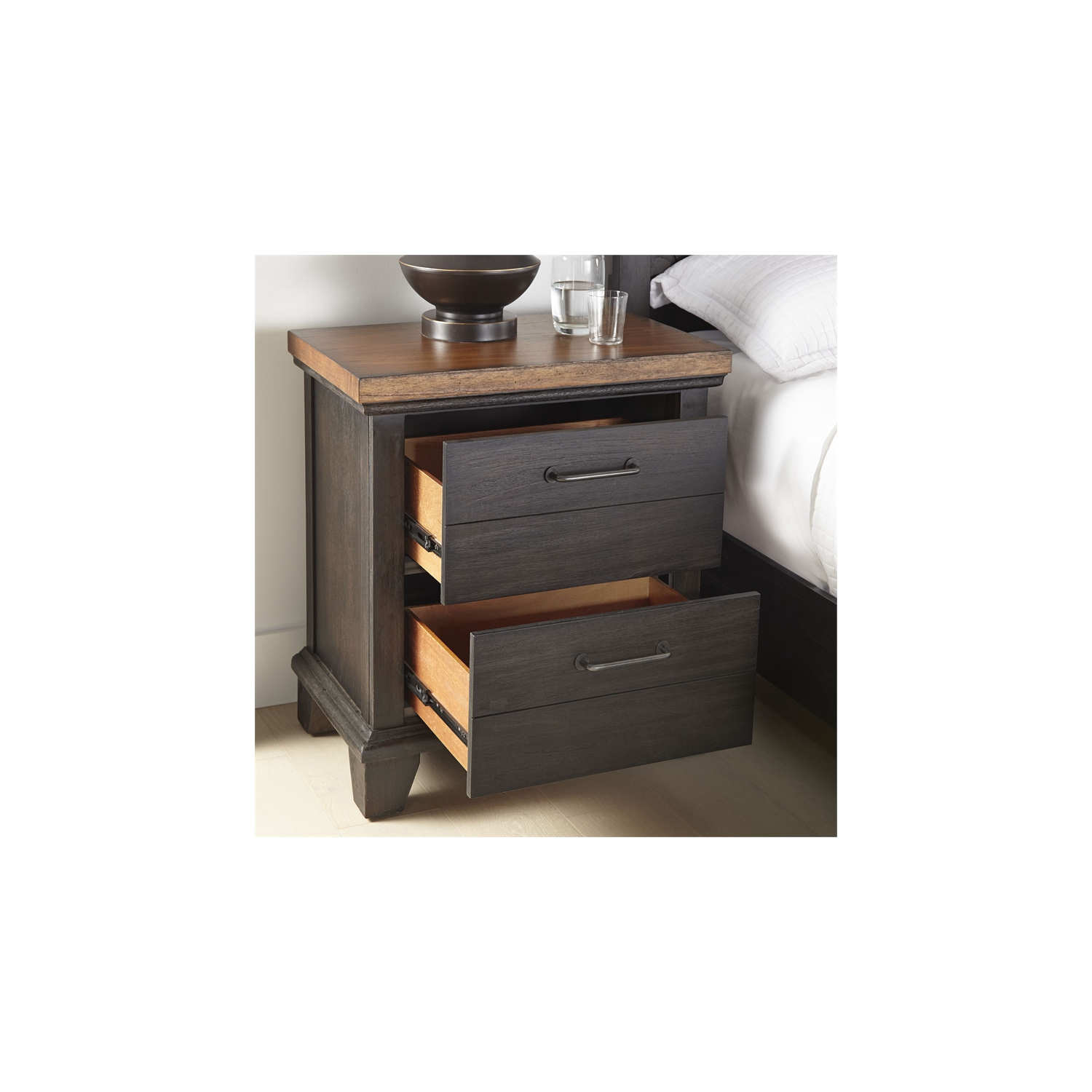 Bear Creek Chocolate and Honey Brown Wood Two-Drawer Nightstand
