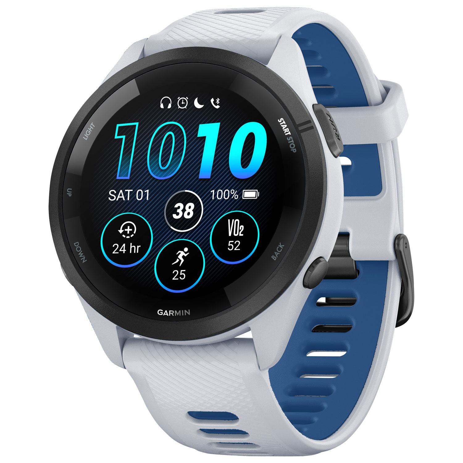 Garmin Forerunner 265 46mm Bluetooth Running Smartwatch - Whitestone/Tidal Blue
