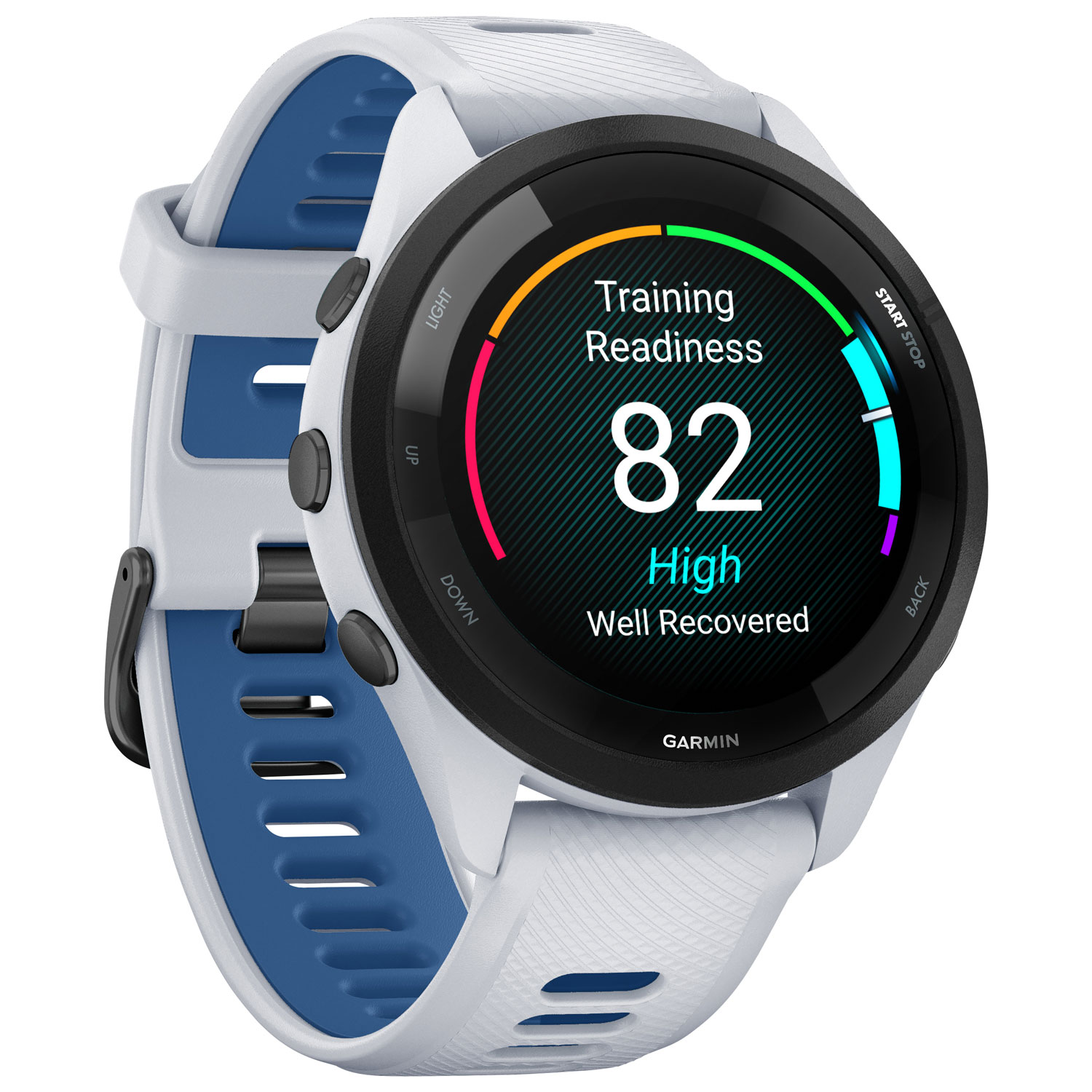 Garmin Forerunner 265 46mm Bluetooth Running Smartwatch - Whitestone/Tidal Blue