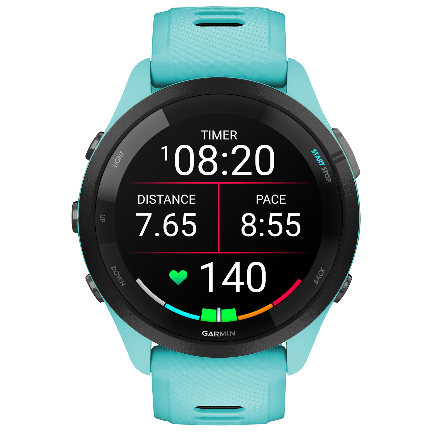 Montre intelligente Bluetooth de 46 mm Forerunner 265 de Garmin pour la course - Aigue-marine/Noir