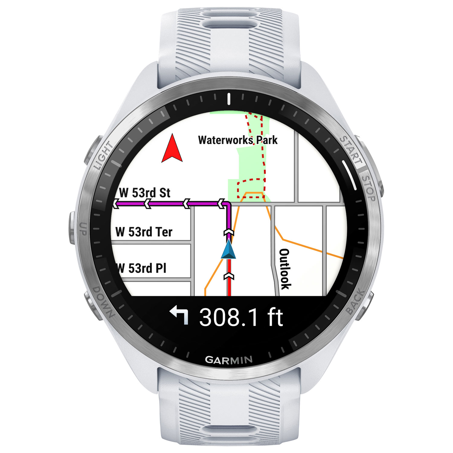 Montre intelligente Bluetooth de 47 mm Forerunner 965 de Garmin pour la course - Blanc/Gris poudre