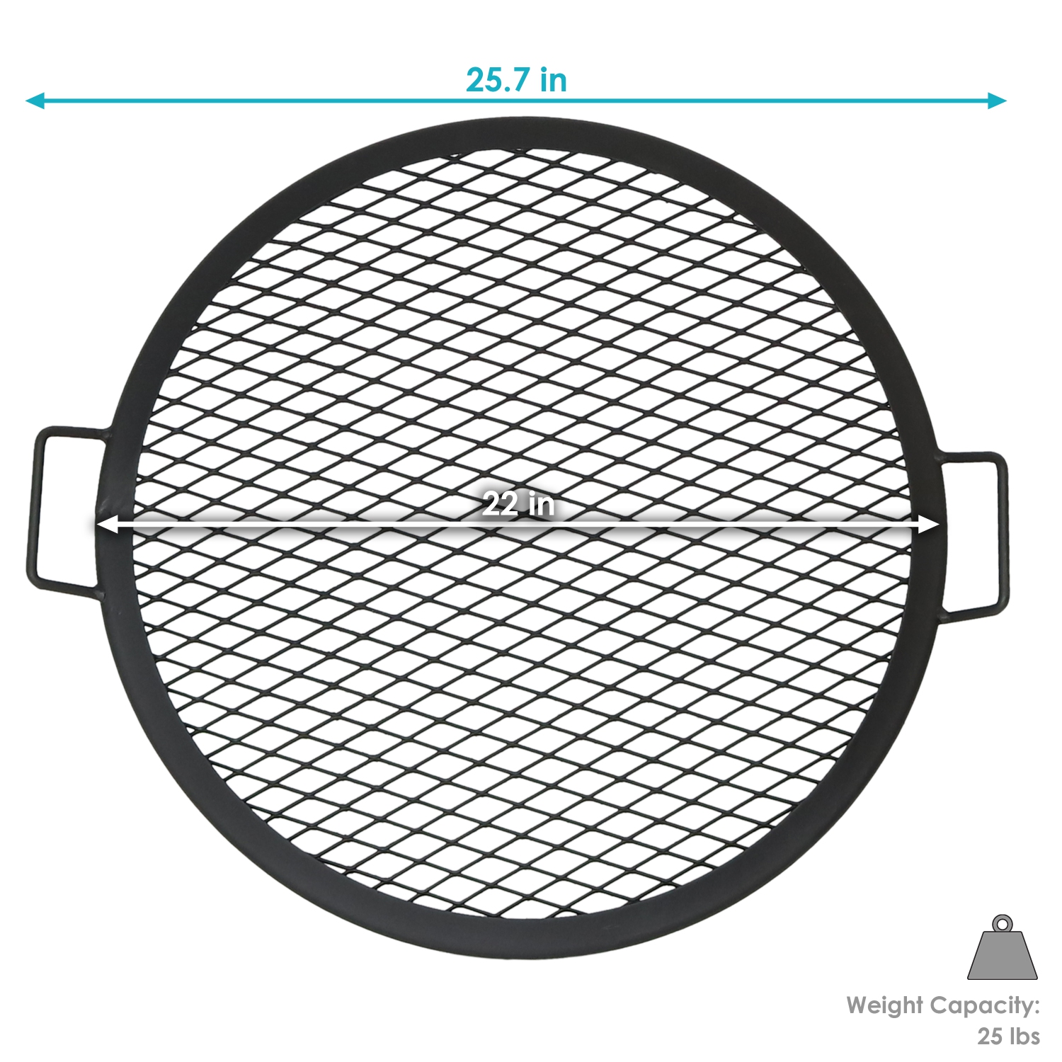 Sunnydaze 22 in Round Steel X-Mark Fire Pit Cooking Grill with Handles