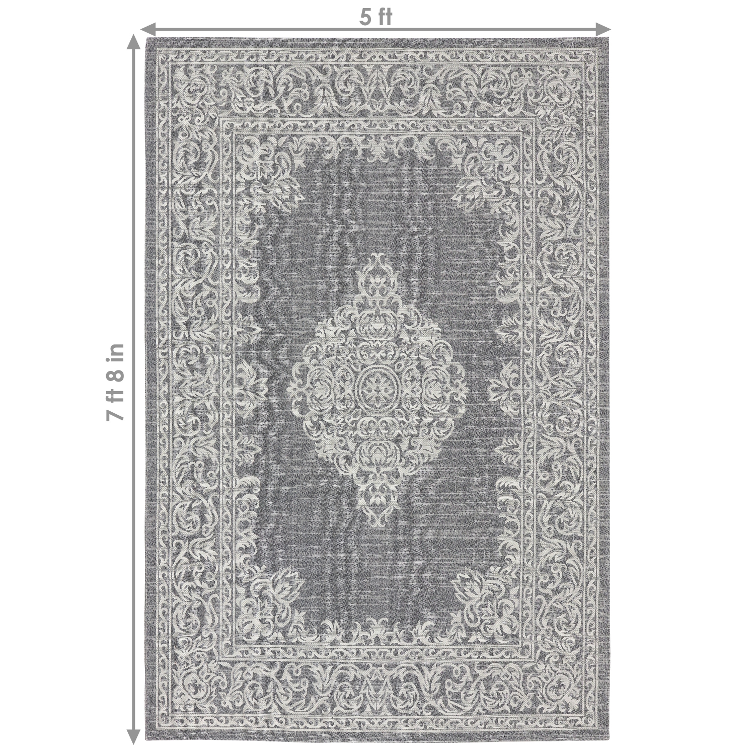 Sunnydaze Parisian Paradise Indoor Area Rug - Ash - 5 ft x 7 ft