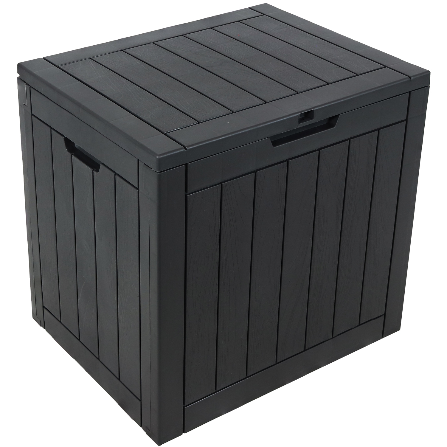 Sunnydaze 32 gal Faux Wood Plastic Outdoor Storage Box - Phantom Gray