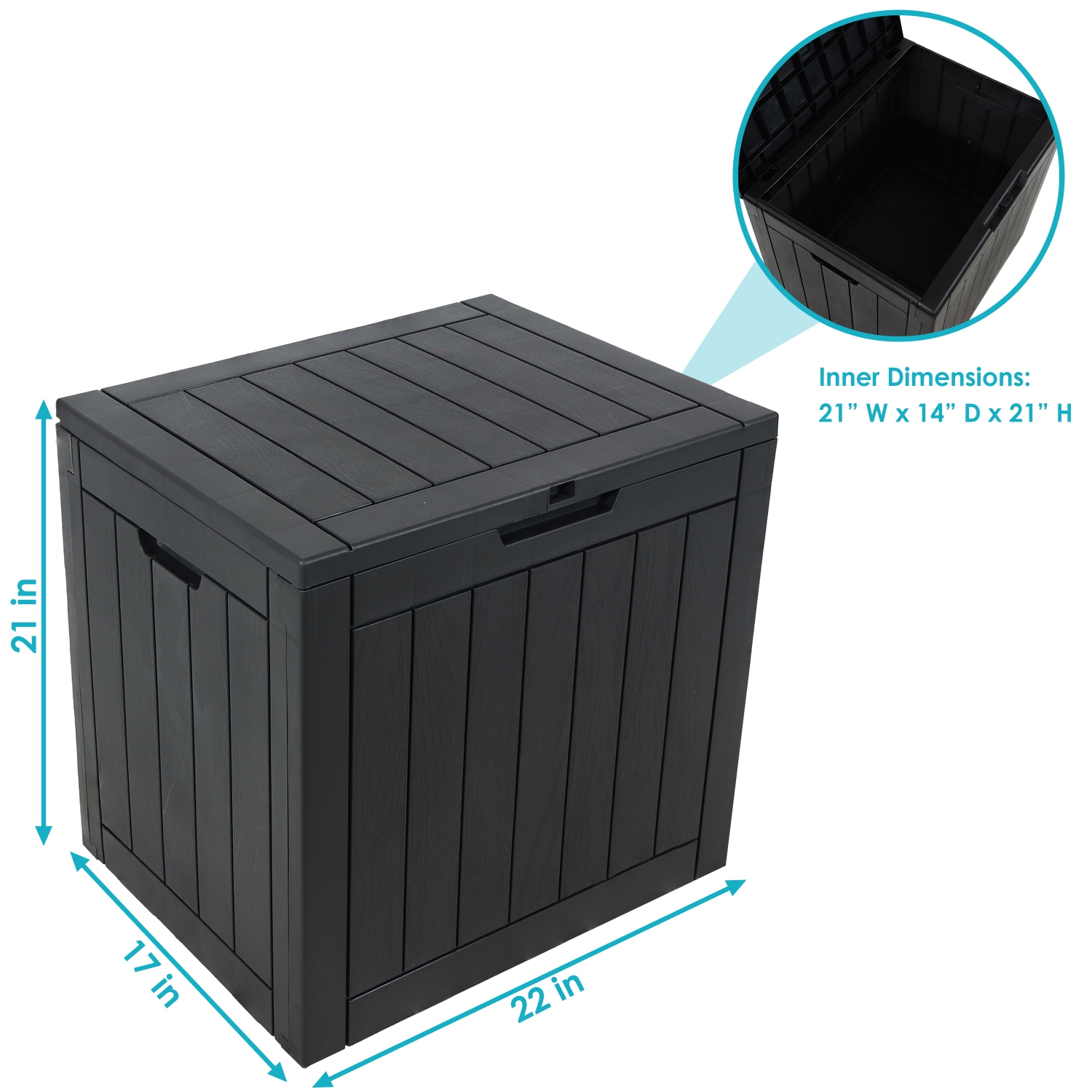 Sunnydaze 32 gal Faux Wood Plastic Outdoor Storage Box - Phantom Gray