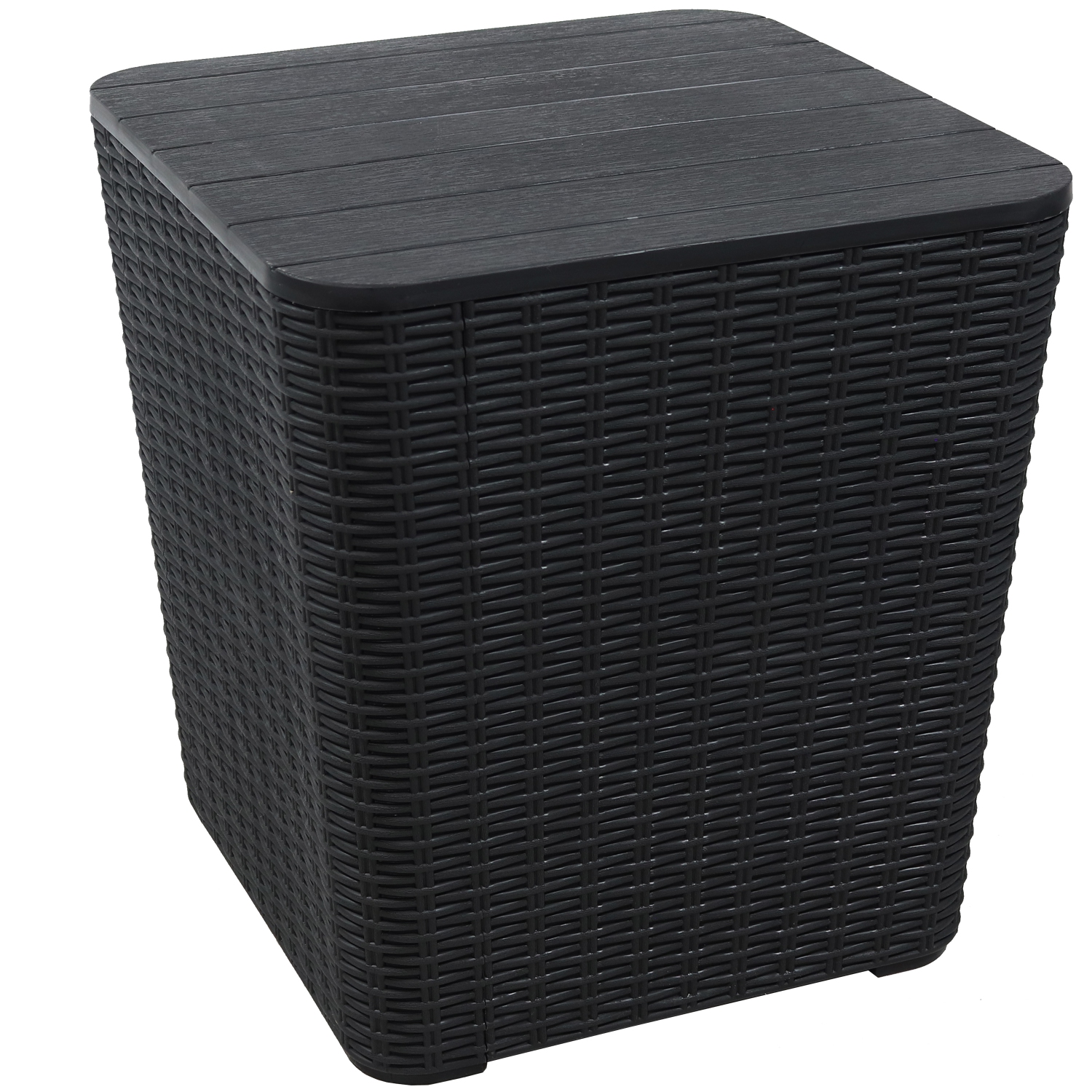 Sunnydaze 11.5 gal Faux Rattan Outdoor Storage Box - Phantom Gray