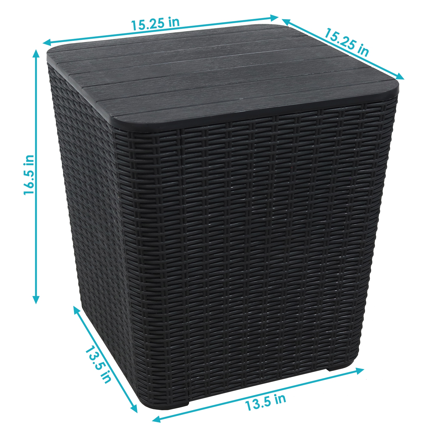 Sunnydaze 11.5 gal Faux Rattan Outdoor Storage Box - Phantom Gray