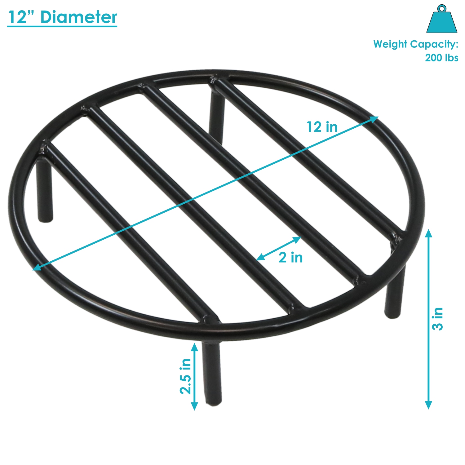 Sunnydaze 12 in Steel Round Outdoor Fire Pit Grate with Heat Resistance