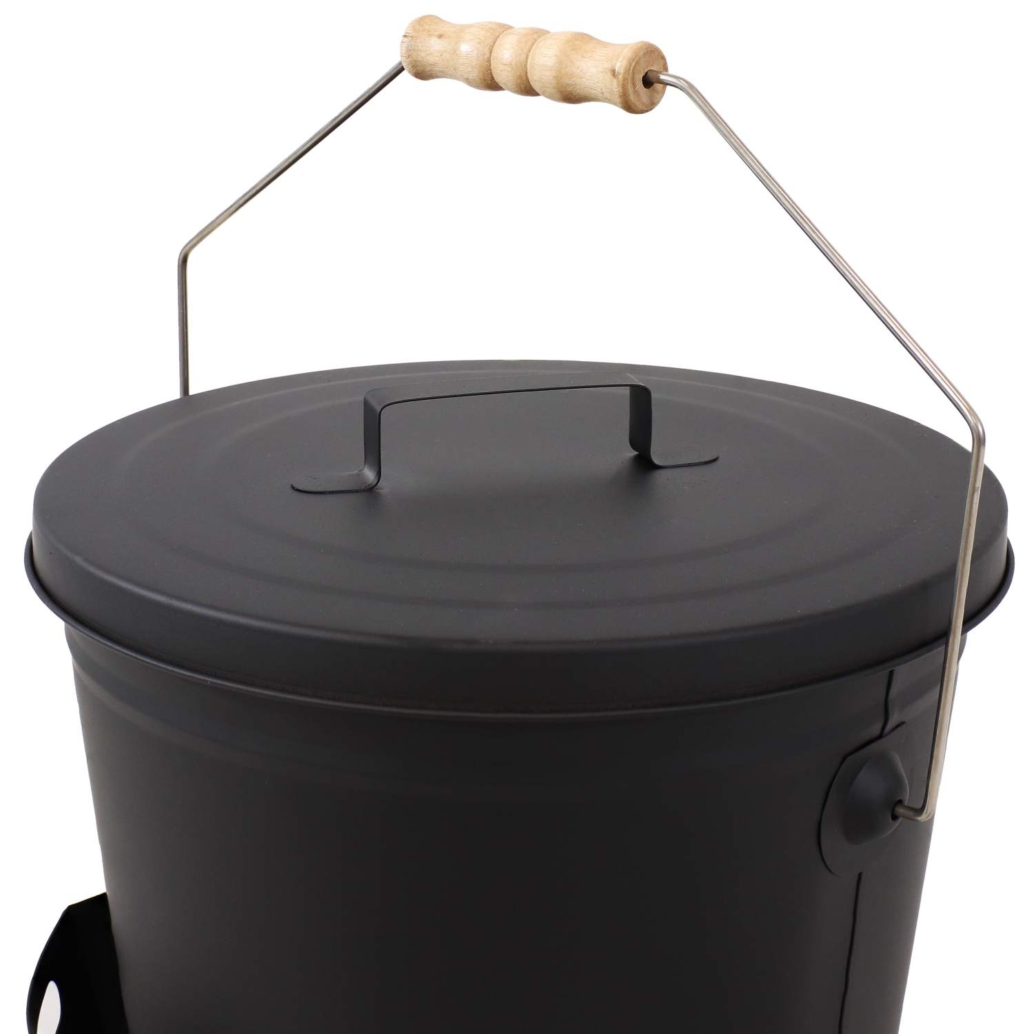 Sunnydaze Powder-Coated Steel Fireplace Ash Bucket with Lid, Shovel, Brush