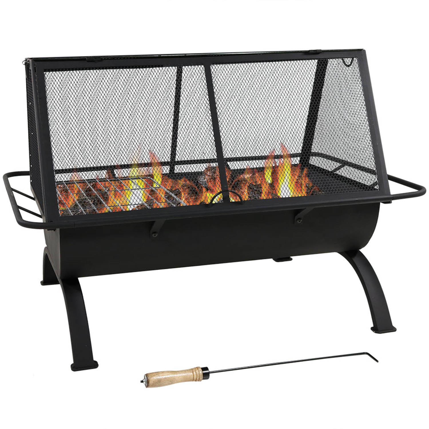 Sunnydaze 36 in Northland Grill Steel Fire Pit with Grate, Poker, and Cover