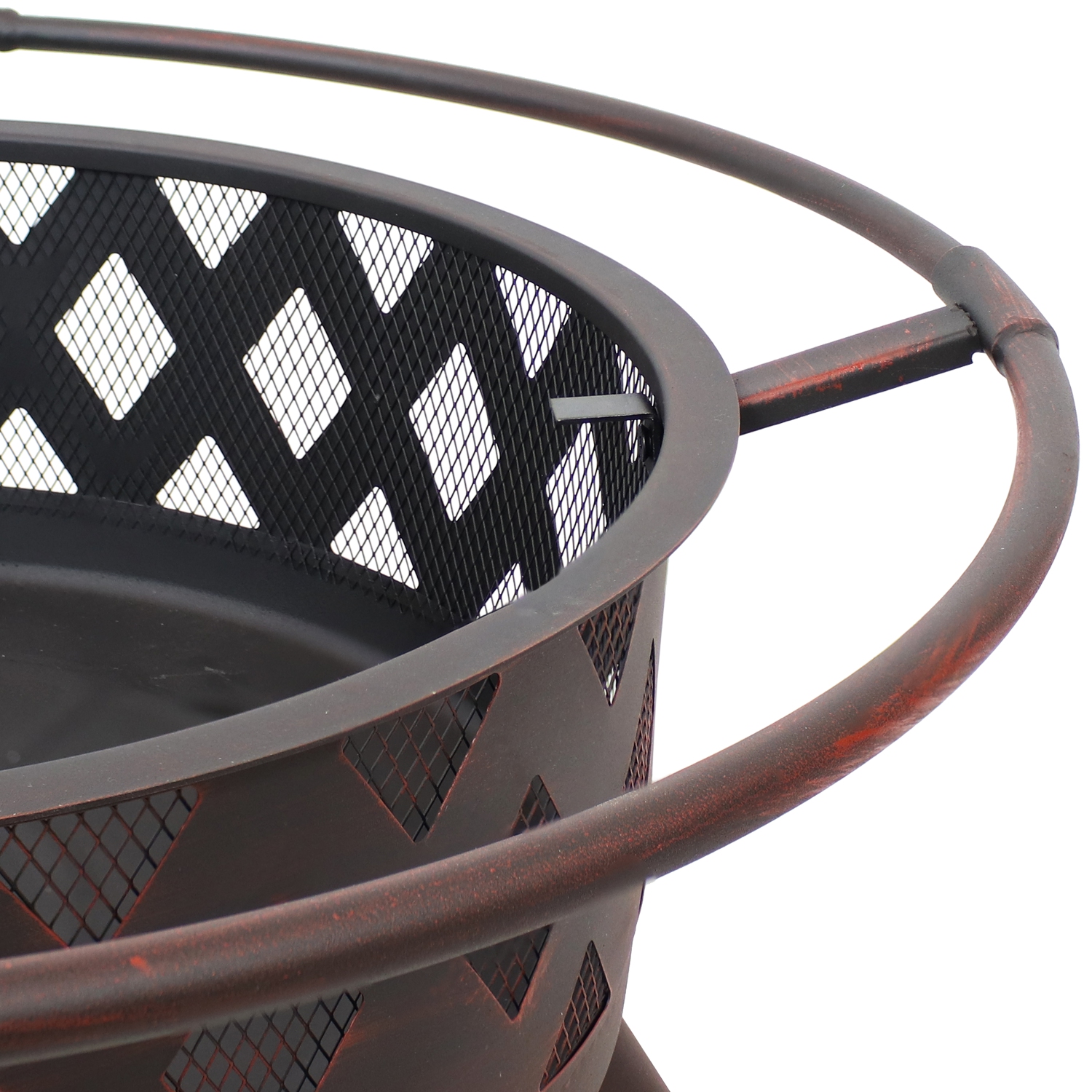 Sunnydaze 36 in Crossweave Steel Fire Pit with Screen and Poker