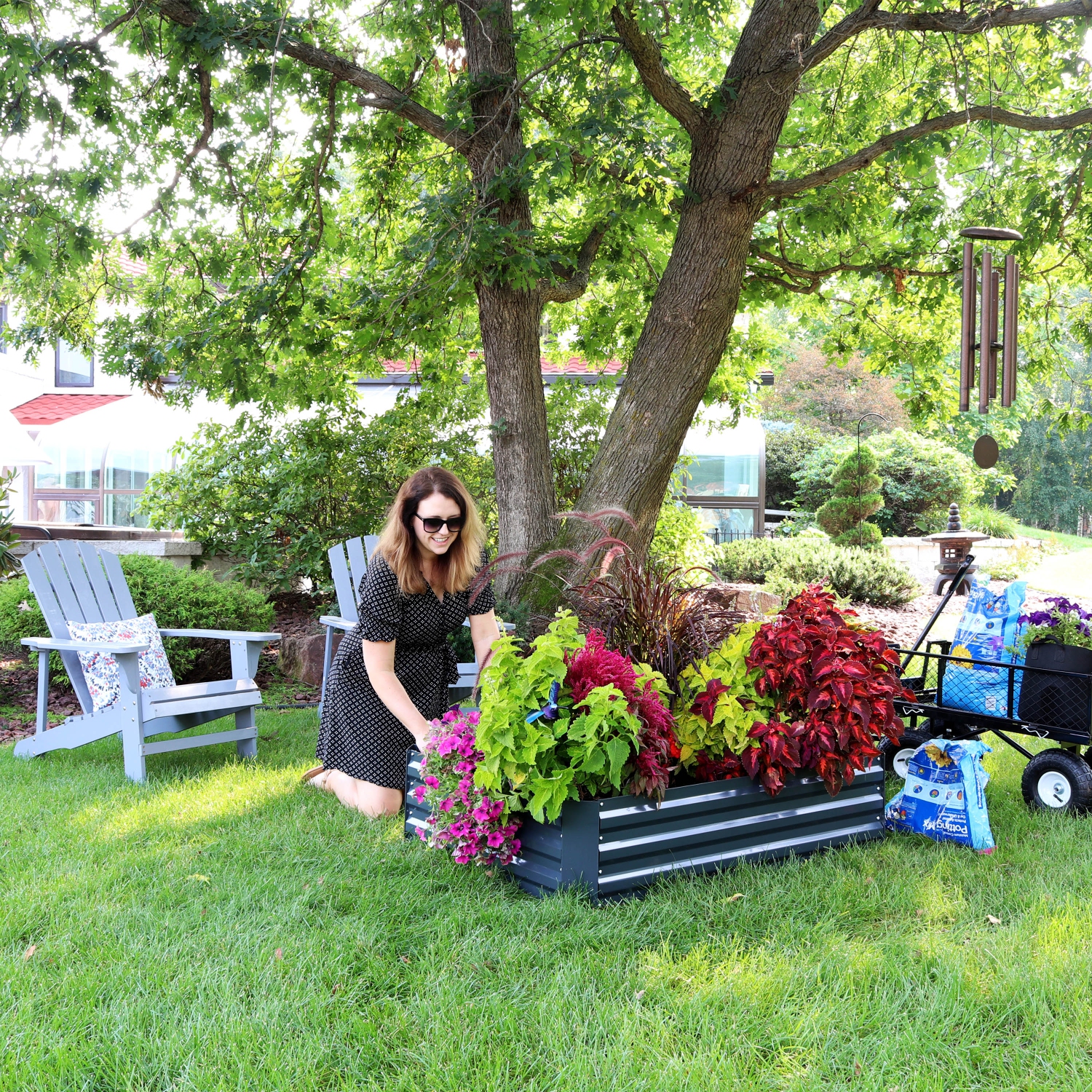 Sunnydaze Galvanized Steel Rectangle Raised Garden Bed - 47 in - Dark Gray
