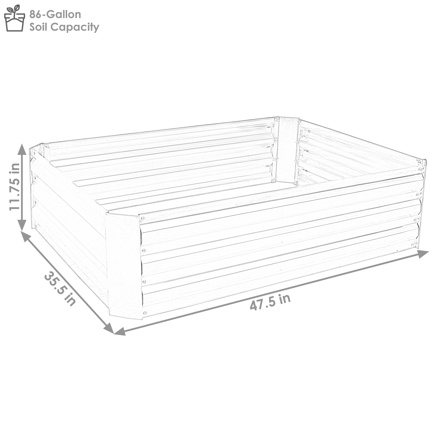 Sunnydaze Galvanized Steel Rectangle Raised Garden Bed - 47 in - Dark Gray