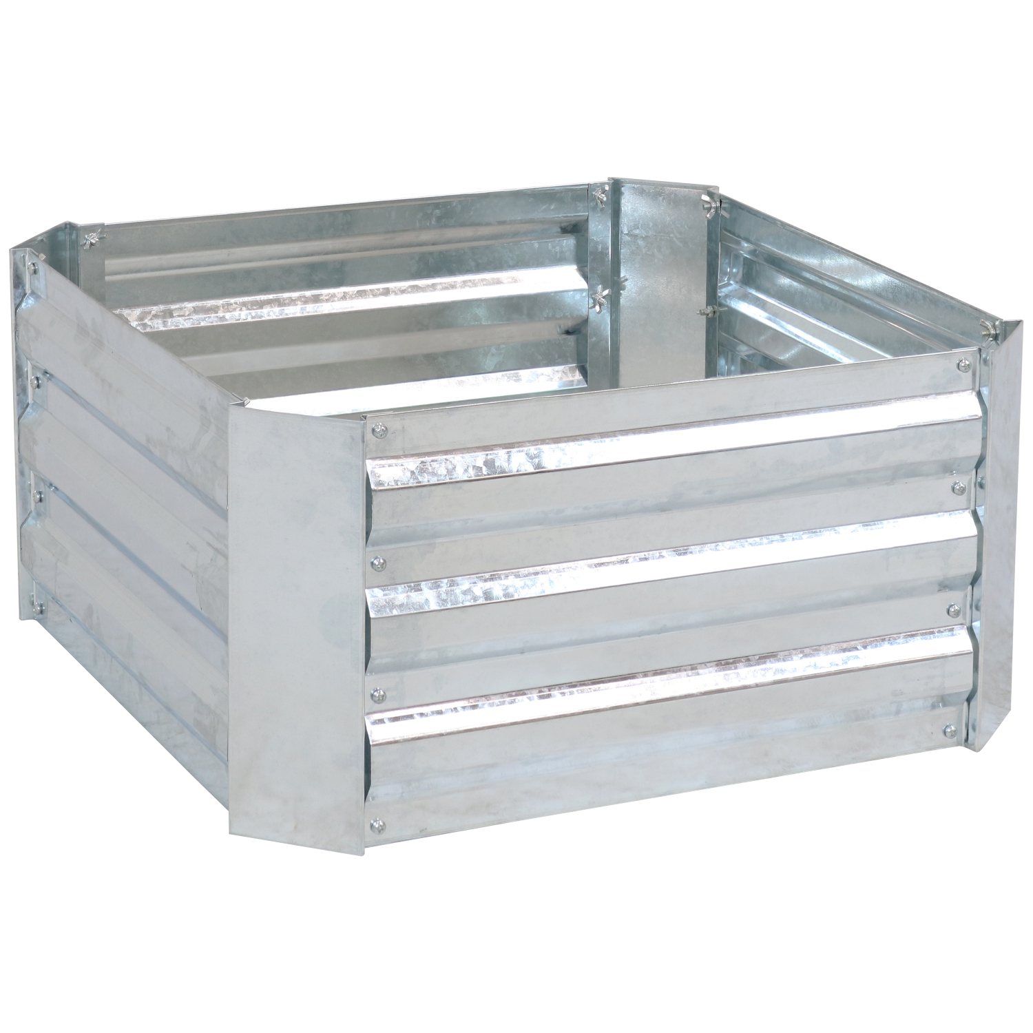 Sunnydaze Galvanized Steel Square Raised Garden Bed - 24 in - Silver