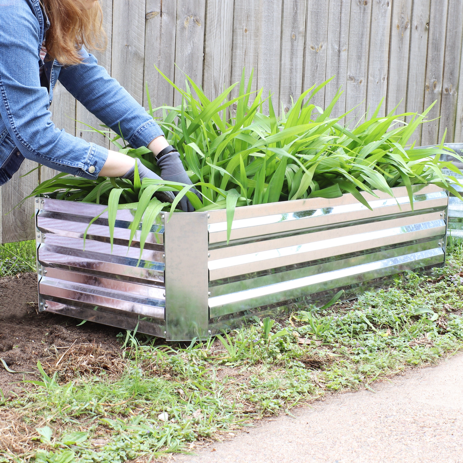 Sunnydaze Galvanized Steel Rectangle Raised Garden Bed - 48 in - Silver