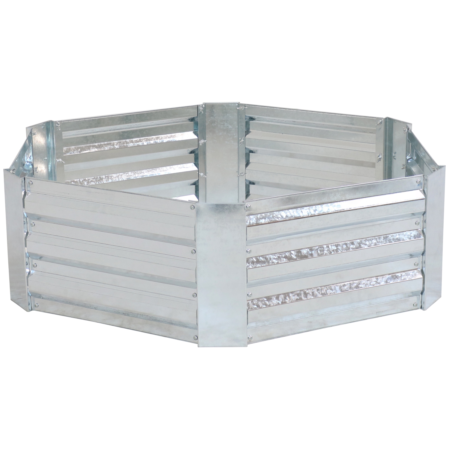 Sunnydaze Galvanized Steel Hexagon Raised Garden Bed - 40 in - Silver