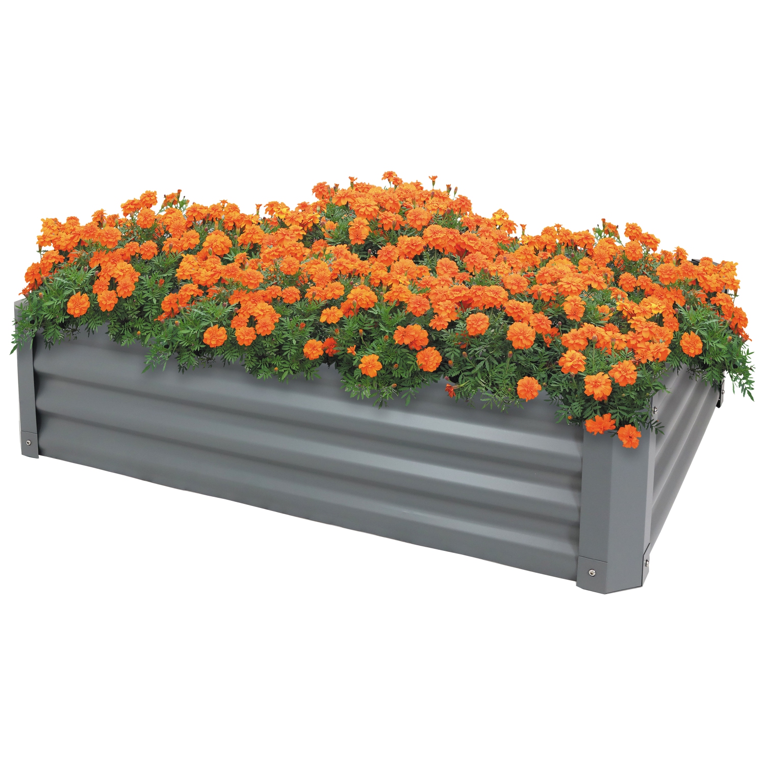 Sunnydaze Powder-Coated Steel Rectangle Raised Garden Bed - Gray - 47 in