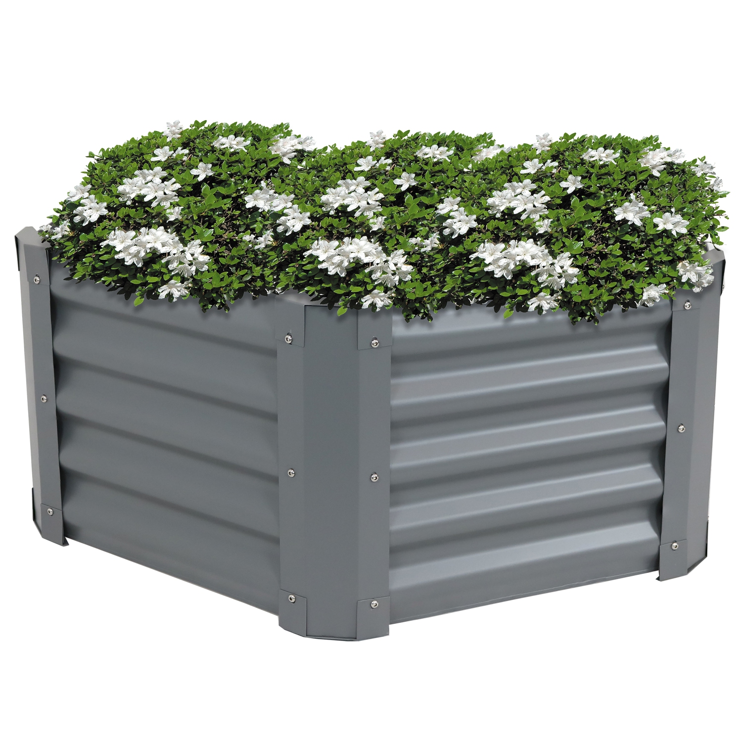 Lit de jardin hexagonal en acier thermolaqué Sunnydaze - Gris - 41 po