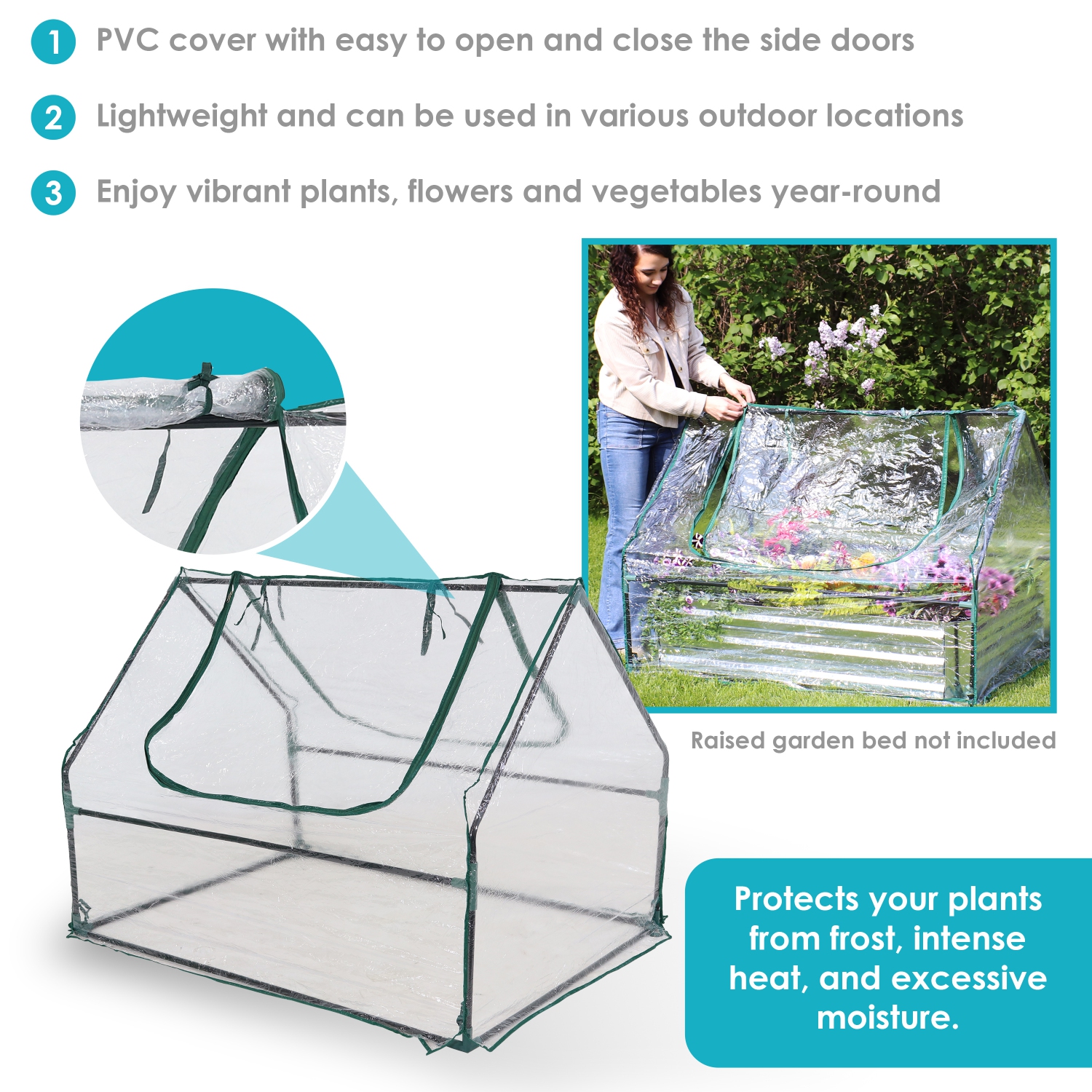 Sunnydaze 4 x 3 ft Steel PVC Panel Mini Greenhouse with 2 Doors - Clear