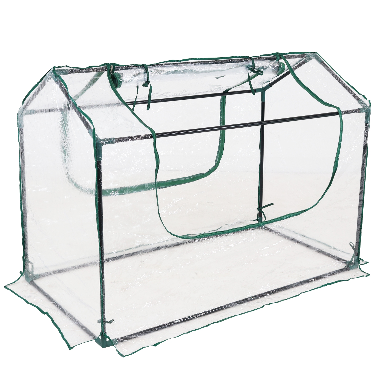 Sunnydaze 4 x 2 ft Steel PVC Panel Mini Greenhouse with 2 Doors - Clear