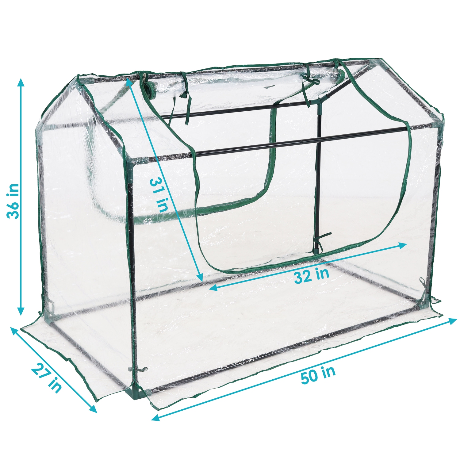 Sunnydaze 4 x 2 ft Steel PVC Panel Mini Greenhouse with 2 Doors - Clear