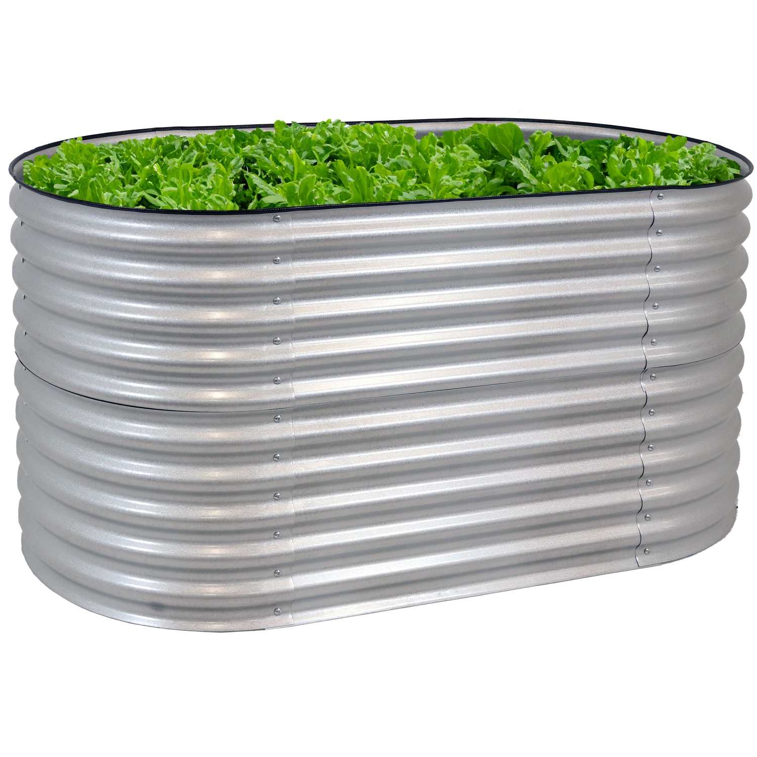 Sunnydaze Galvalume Steel Rectangle Raised Bed - Silver - 62.5 in x 32 in