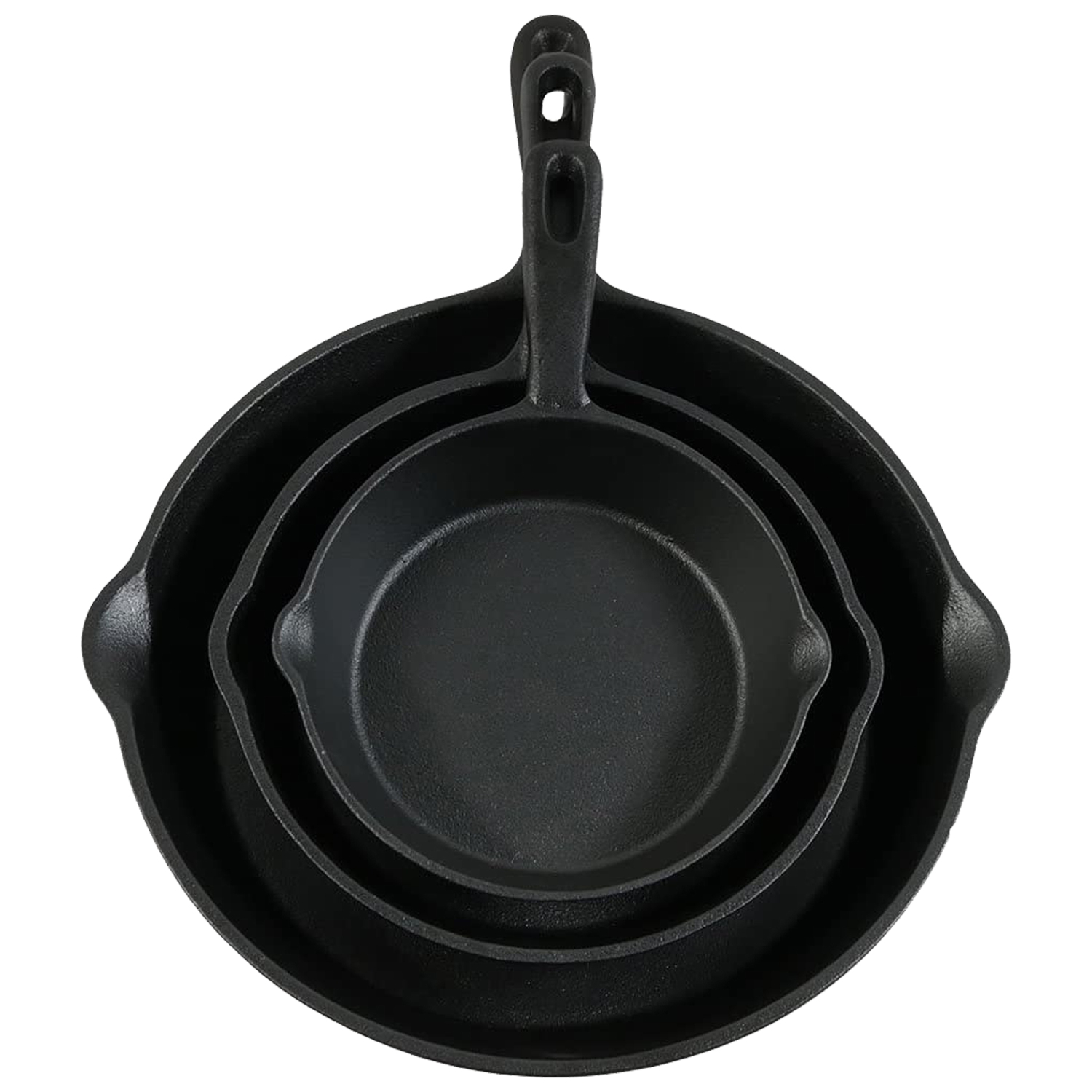 Sunnydaze 3-Piece Cast Iron Pre-Seasoned Skillet Set with 3 Pans