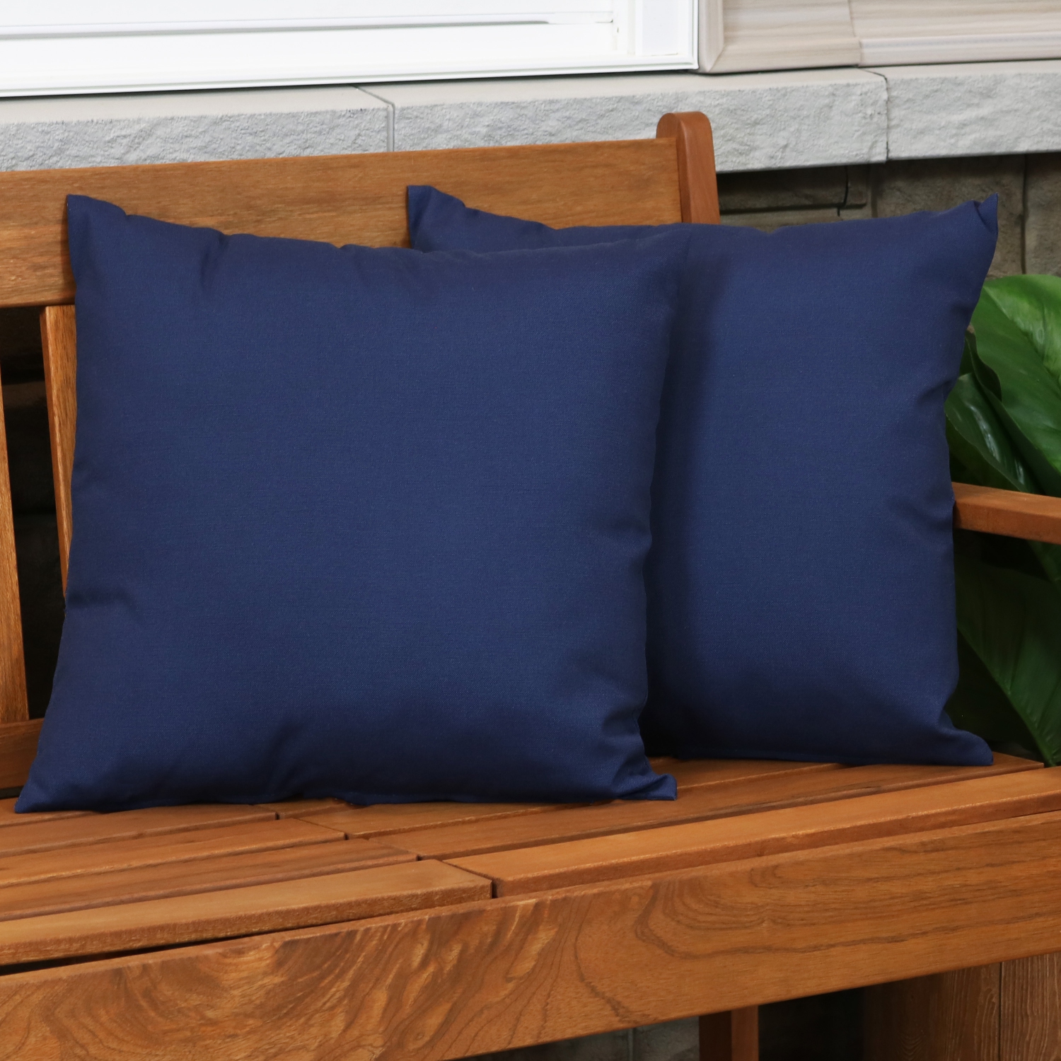Sunnydaze Outdoor Square Decorative Throw Pillow - Navy - Set of 2