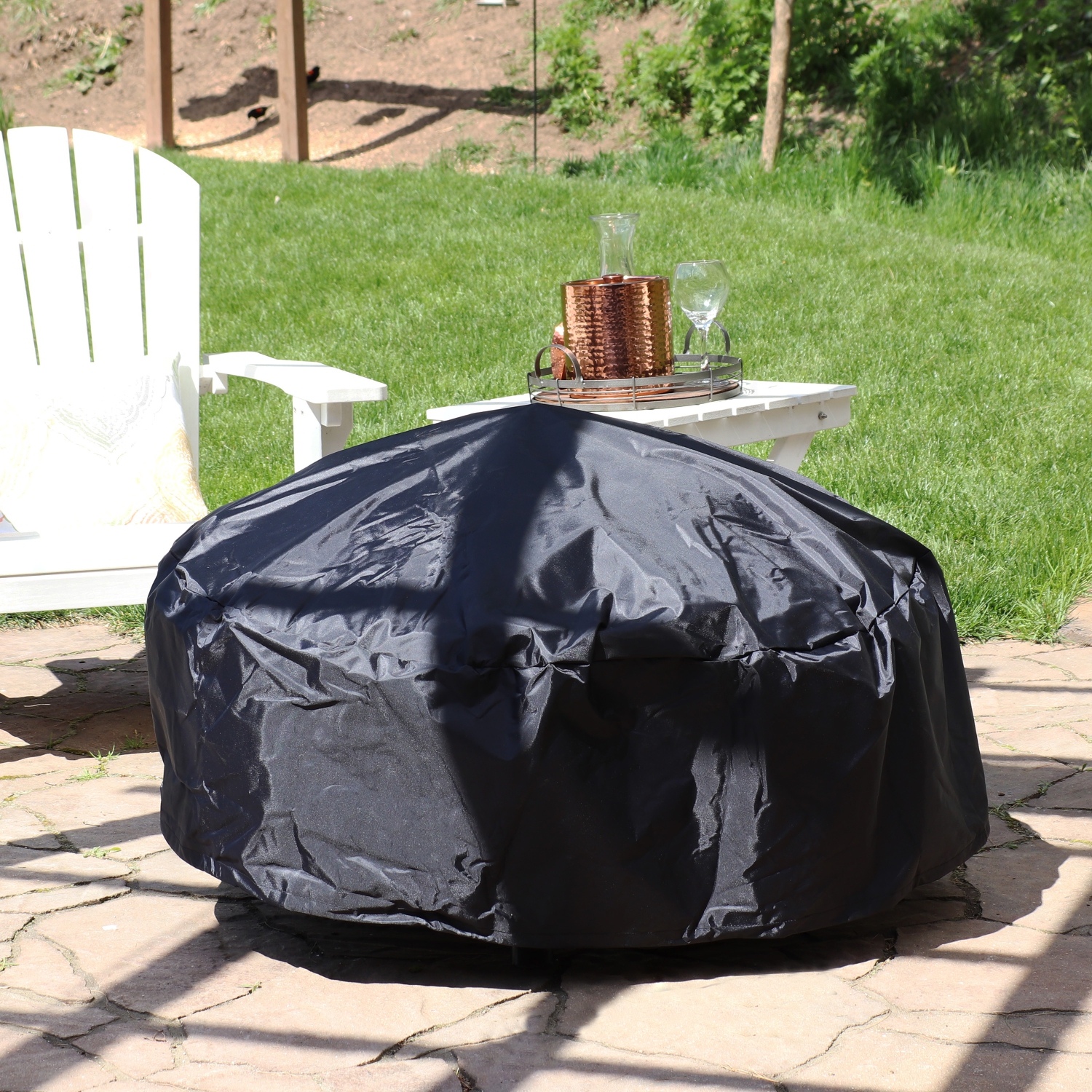 Sunnydaze 60 in Heavy-Duty PVC Round Outdoor Fire Pit Cover - Black