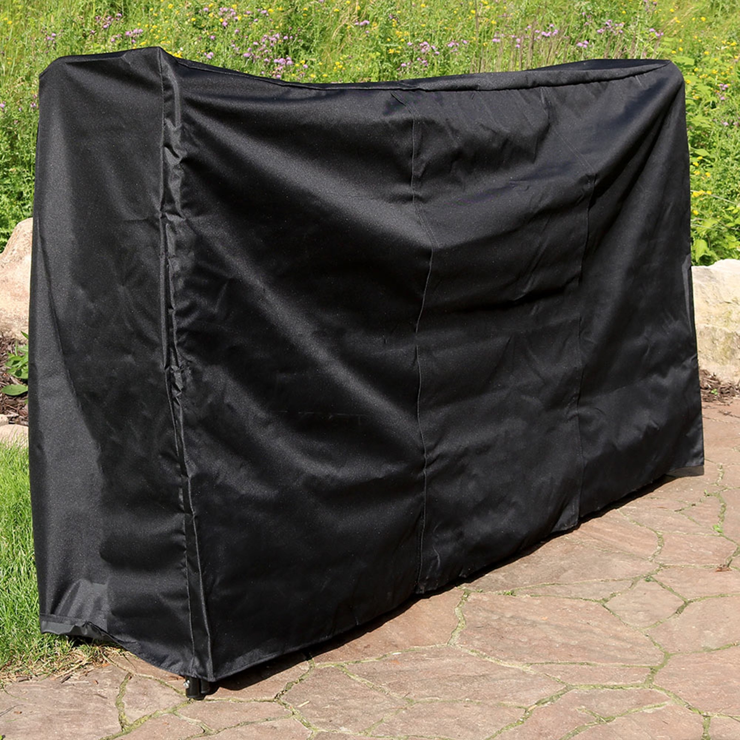 Sunnydaze 6 ft Heavy-Duty PVC Firewood Log Rack Cover - Black