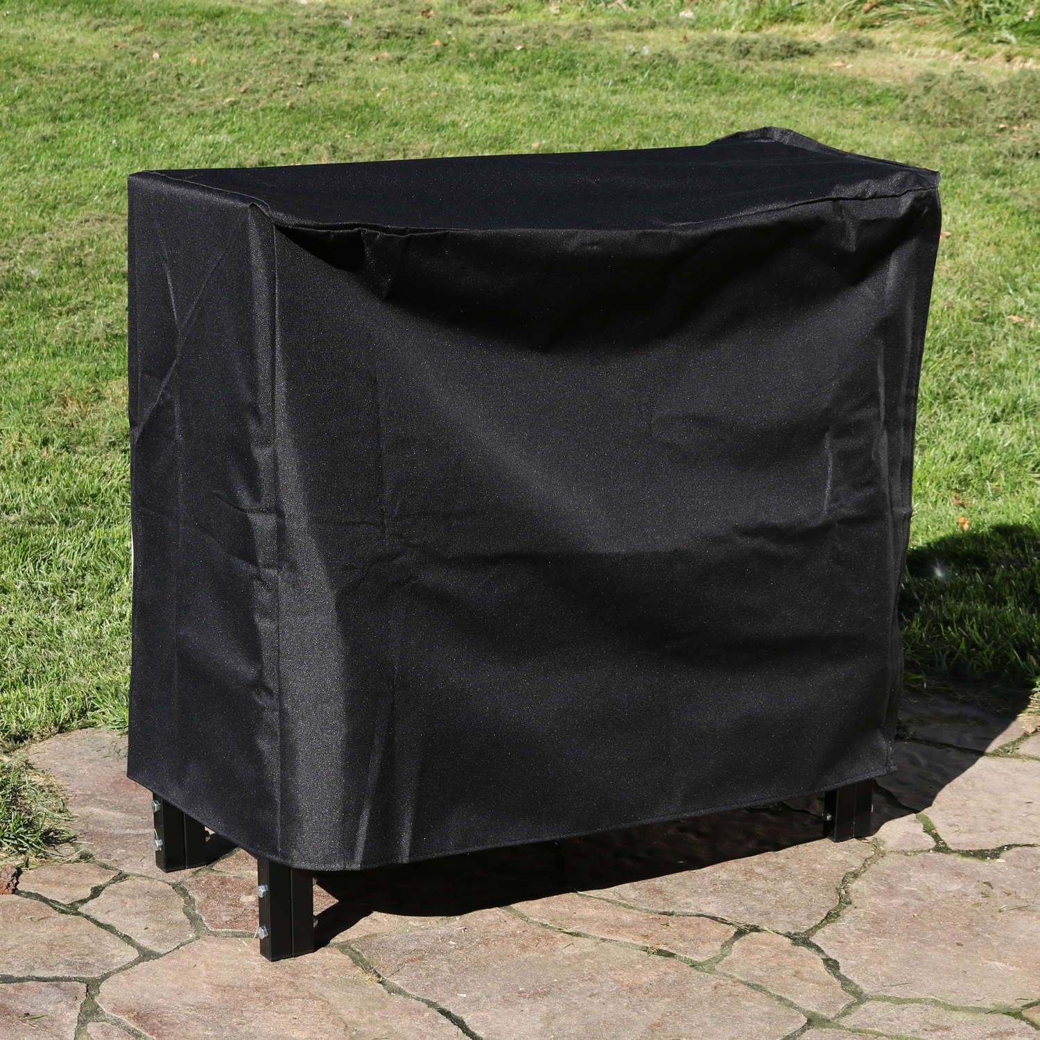 Sunnydaze 2 ft Weather-Resistant PVC Firewood Log Rack Cover - Black