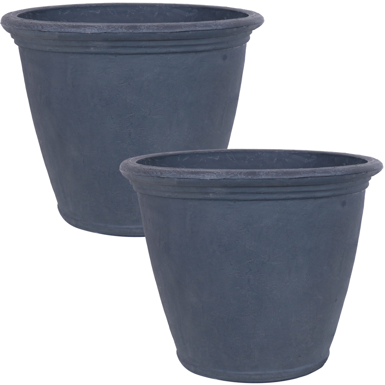 Sunnydaze 24 in Anjelica Unbreakable Polyresin Planter - Slate - Set of 2