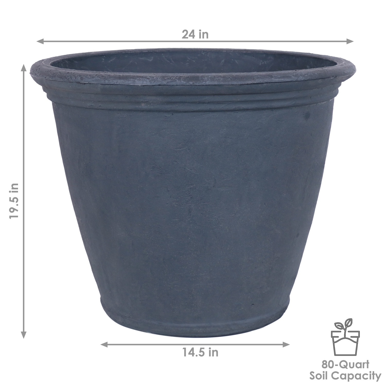 Sunnydaze 24 in Anjelica Unbreakable Polyresin Planter - Slate - Set of 2