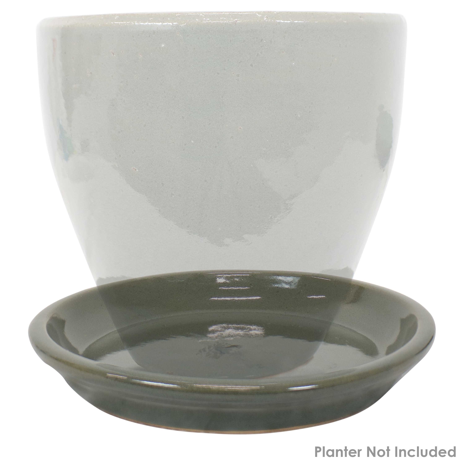 Sunnydaze 9 in Glazed Ceramic Flower Pot/Plant Saucer - Gray - Set of 4