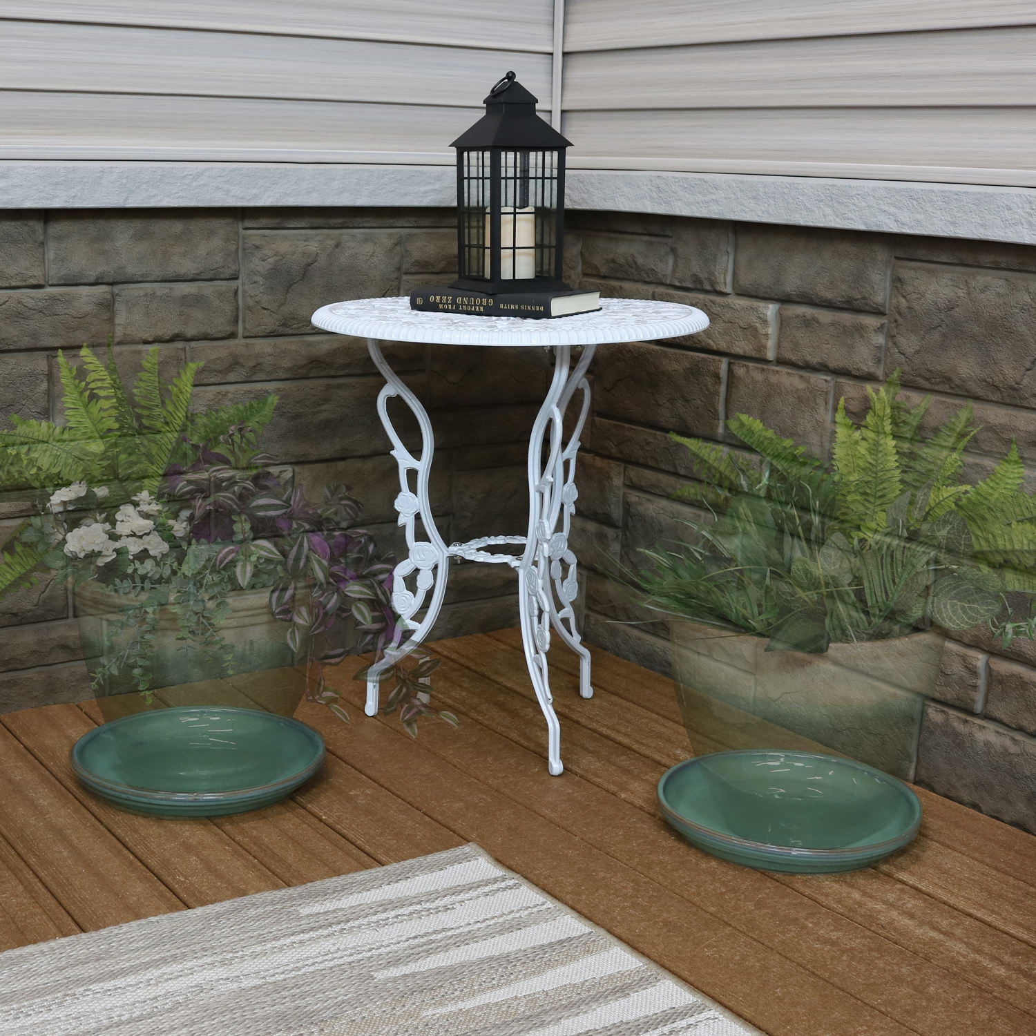 Sunnydaze 12 in Glazed Ceramic Flower Pot/Plant Saucer - Seafoam - Set of 4