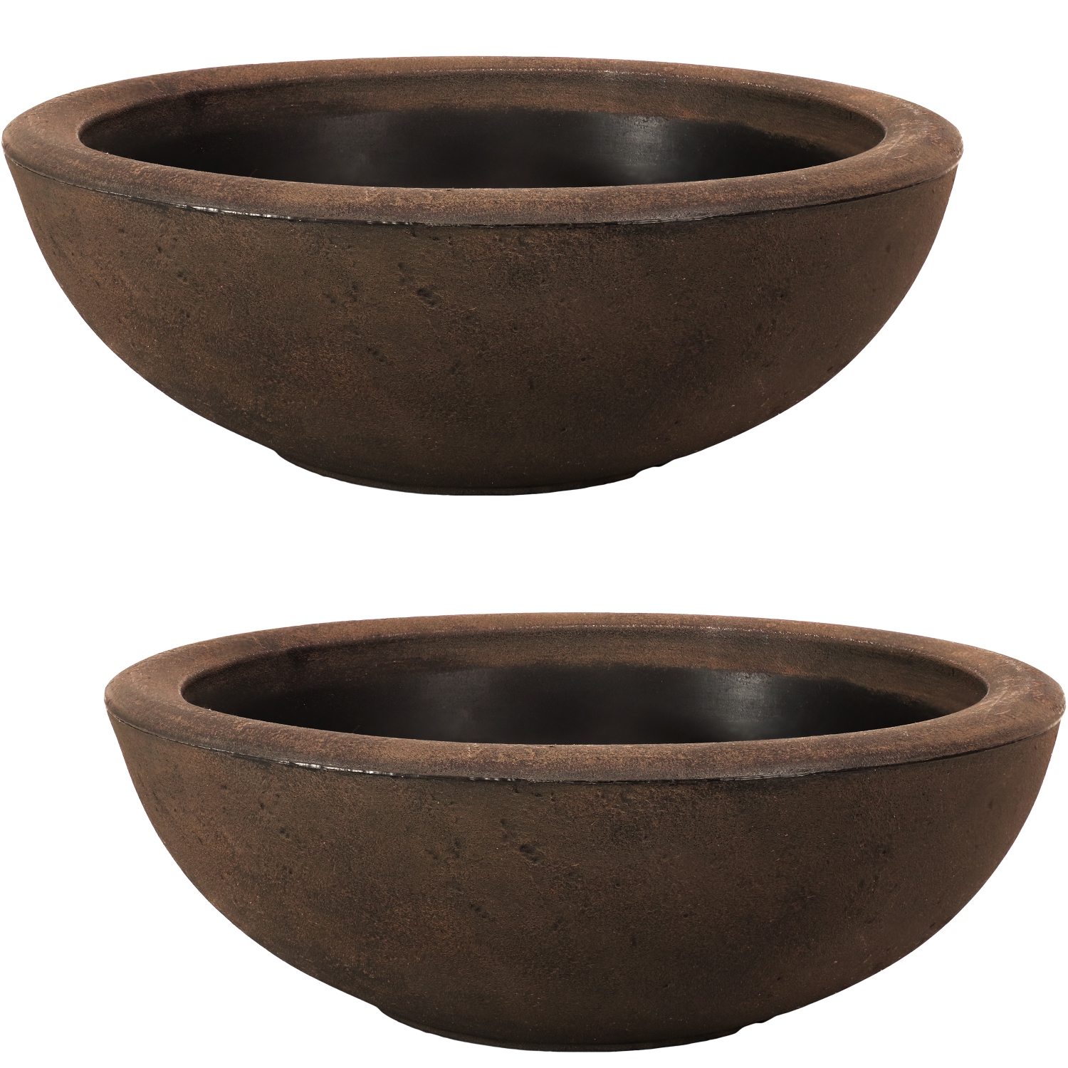 Sunnydaze 20.75 in Percival Round Polyresin Planter - Sable Finish - 2pk