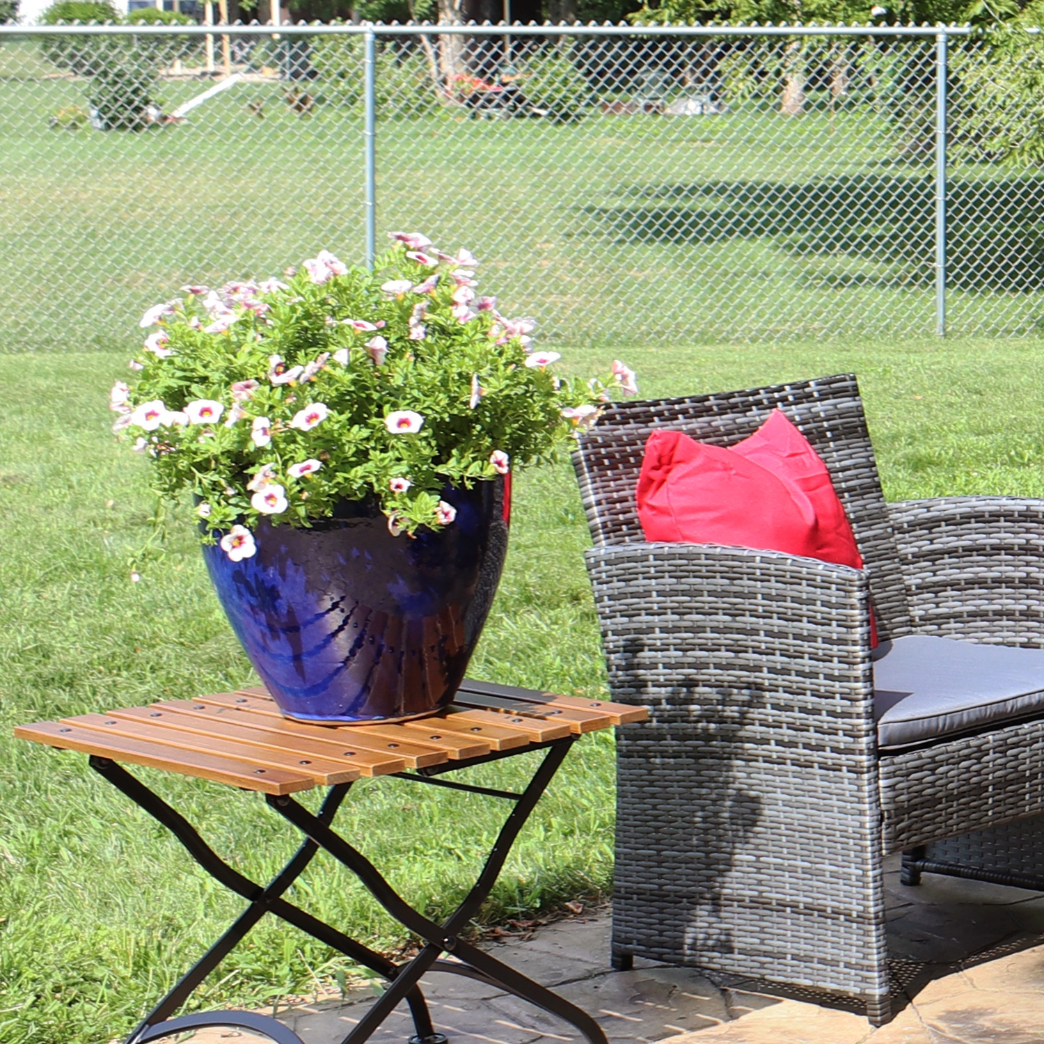 Sunnydaze 13 in Resort High-Fired Glazed Ceramic Planter - Imperial Blue