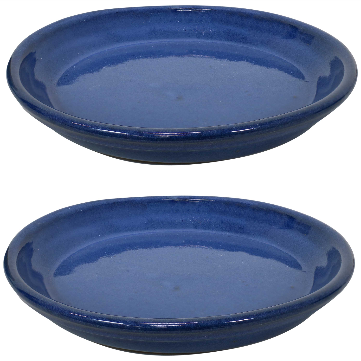 Sunnydaze 9 in Glazed Ceramic Flower Pot/Plant Saucer - Blue - Set of 2